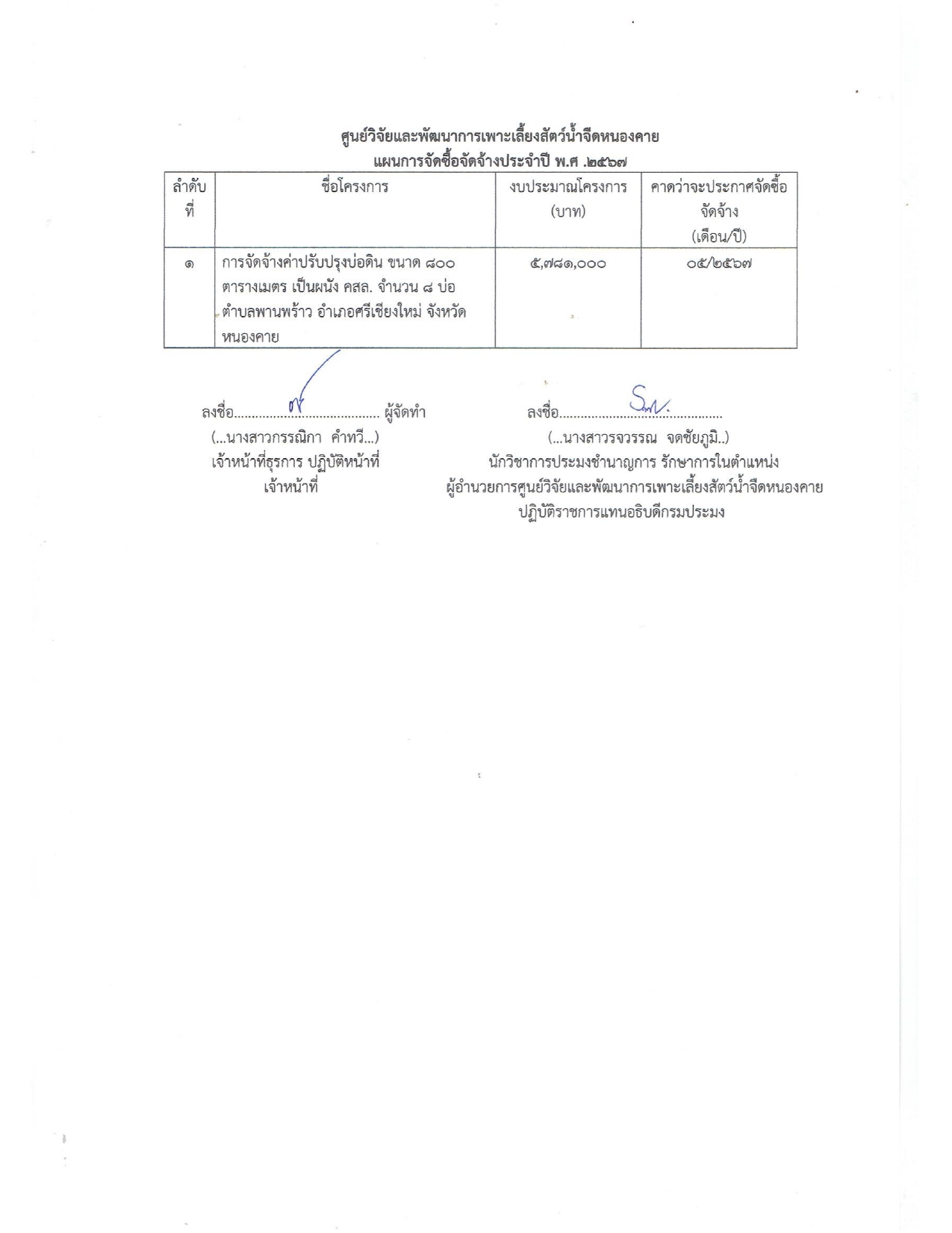 ประกาศแผนการจัดซื้อจัดจ้างวิธีประกวดราคาอิเล็กทรอนิกส์ ปรับปรุงบ่อดิน ขนาด 800 ตารางเมตร เป็นผนัง คสล. จำนวน 8 บ่อ ตำบลพานพร้าว อำเภอศรีเชียงใหม่ จังหวัดหนองคาย 1 แห่ง..คลิก