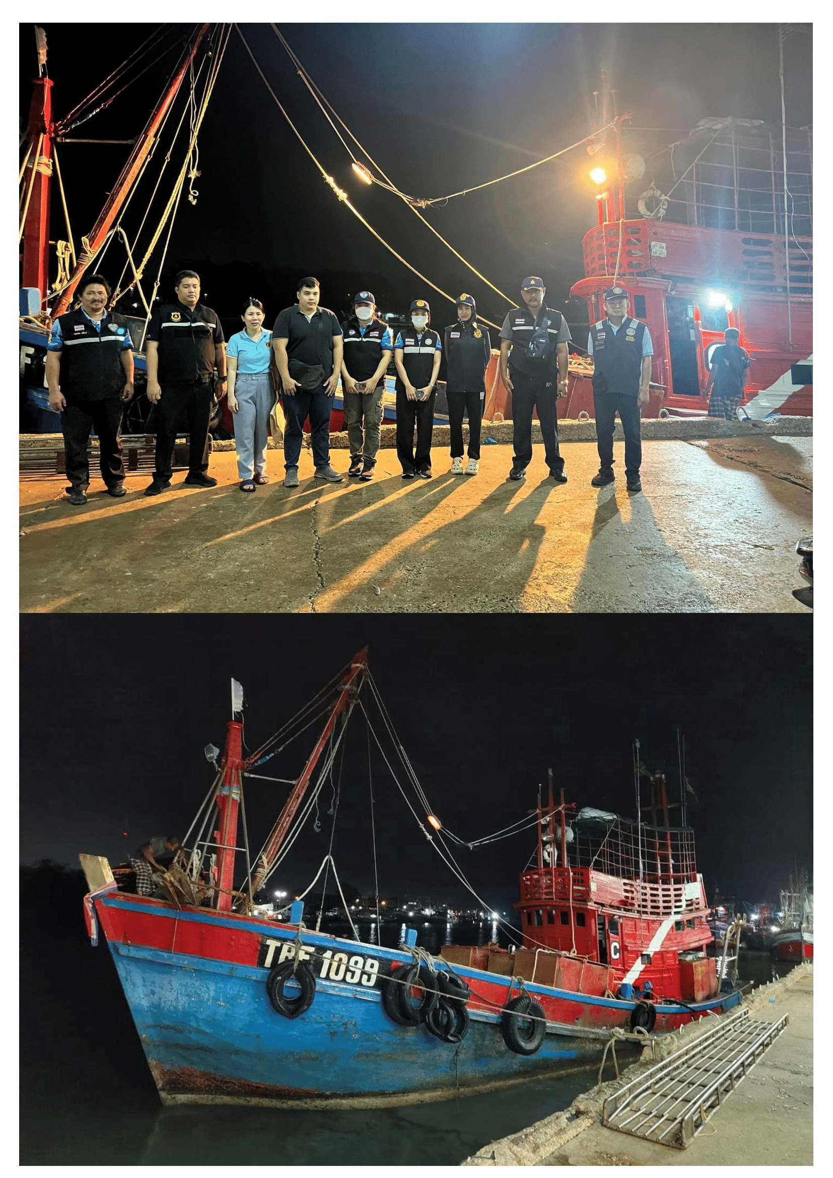 เมื่อวันที่ 17 พฤษภาคม 2567 นายปราโมทย์ ฉิมหาด หัวหน้าด่านตรวจประมงปัตตานี พร้อมด้วยนางสาวเกศกนก นพภาษี นักวิชาการประมงปฏิบัติการ นายกมลภพ มณีราช เจ้าพนักงานสื่อสารชำนาญงาน และนางสาวมาริษา เพชรสุวรรณ นักวิชาการประมง ร่วมกับ นาวาเอกชลวิทย์ พฤทธพงศ์ รอง ผอ.ศรชล.จว.ปัตตานี สำนักงานเจ้าท่าสาขาปัตตานี ศุลกากรปัตตานี..คลิก