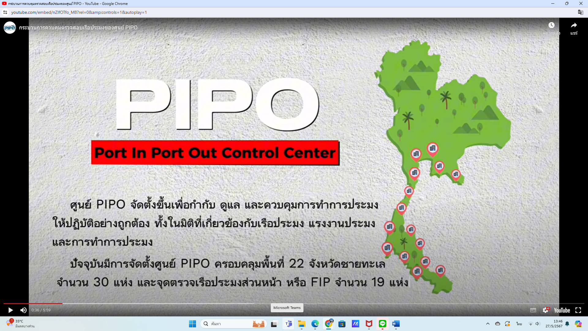 กระบวนการควบคุมตรวจสอบเรือประมงของศูนย์ PIPO