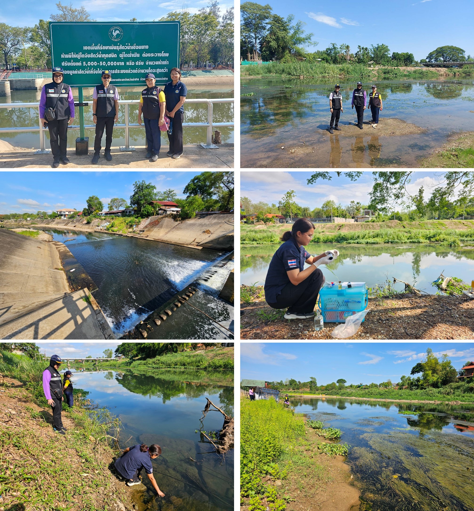 ตรวจคุณภาพน้ำบริเวณใต้เขื่อนยาง เป็นระยะทาง12 กิโลเมตร 