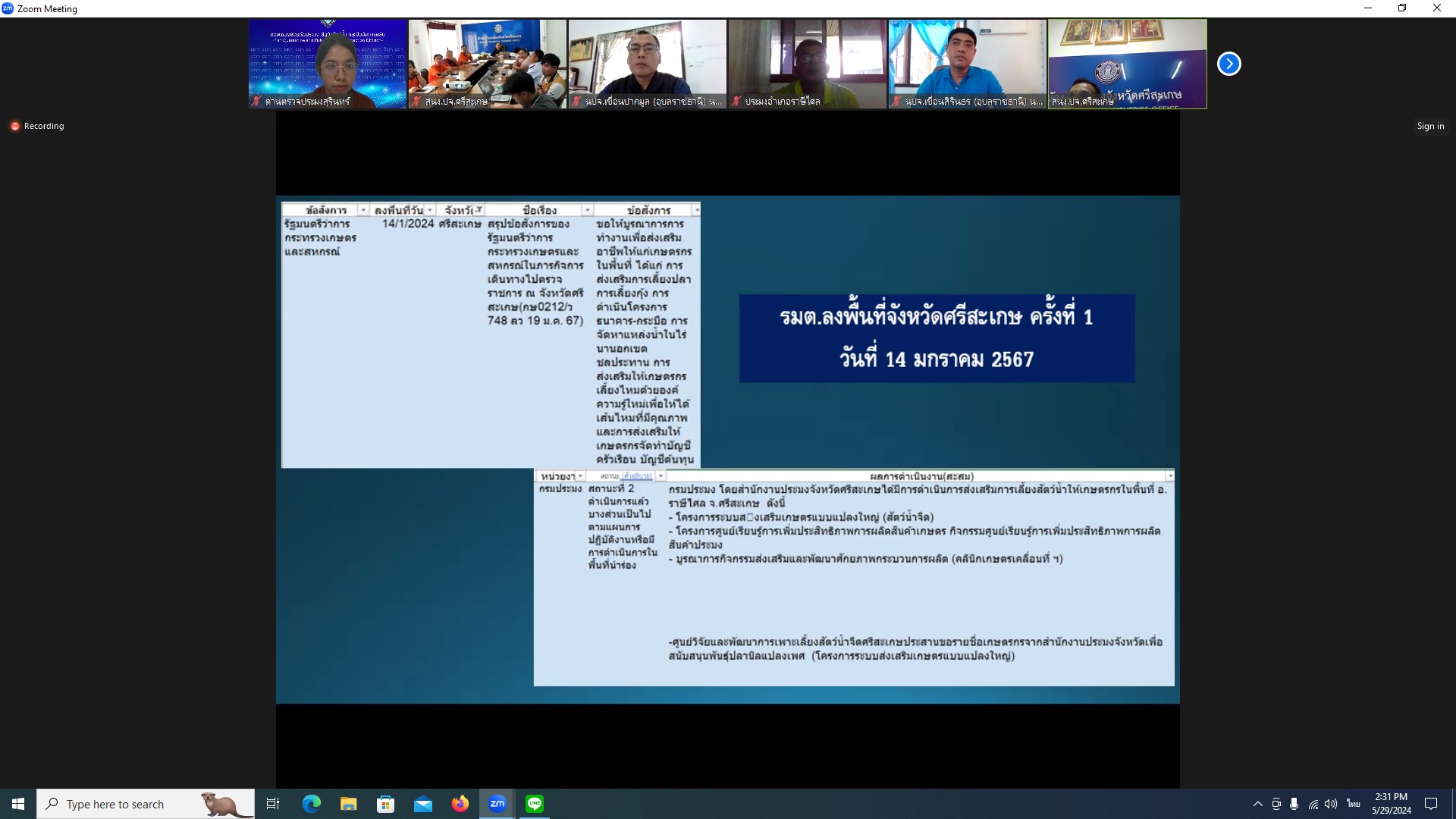 ประชุมคณะกรรมการขับเคลื่อนนโยบายของกรมประมง (FisheriesCo-ordinator;FC) จังหวัดศรีสะเกษ