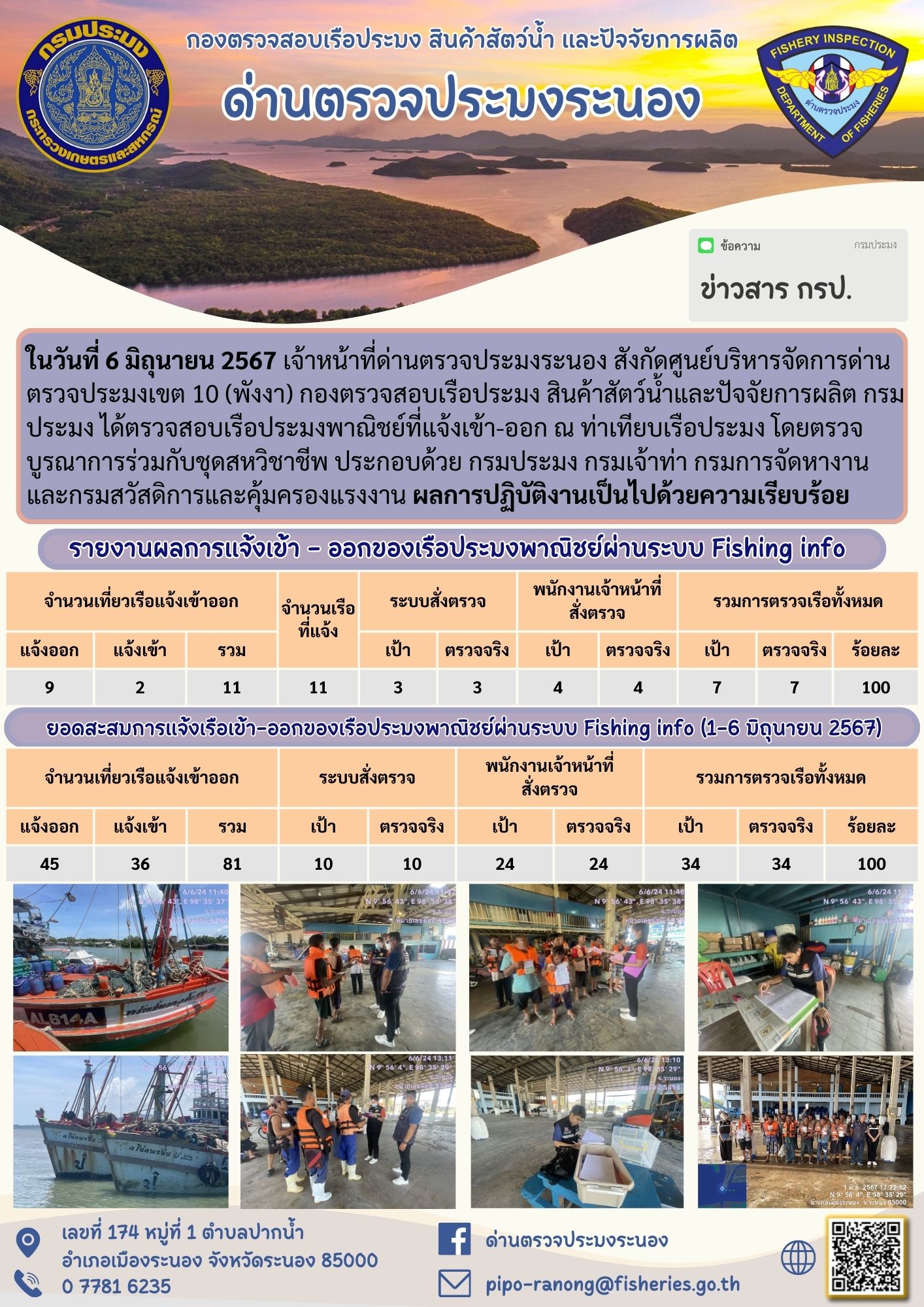 ตรวจสอบเรือประมงพาณิชย์ ณ ท่าเทียบเรือประมง..คลิก