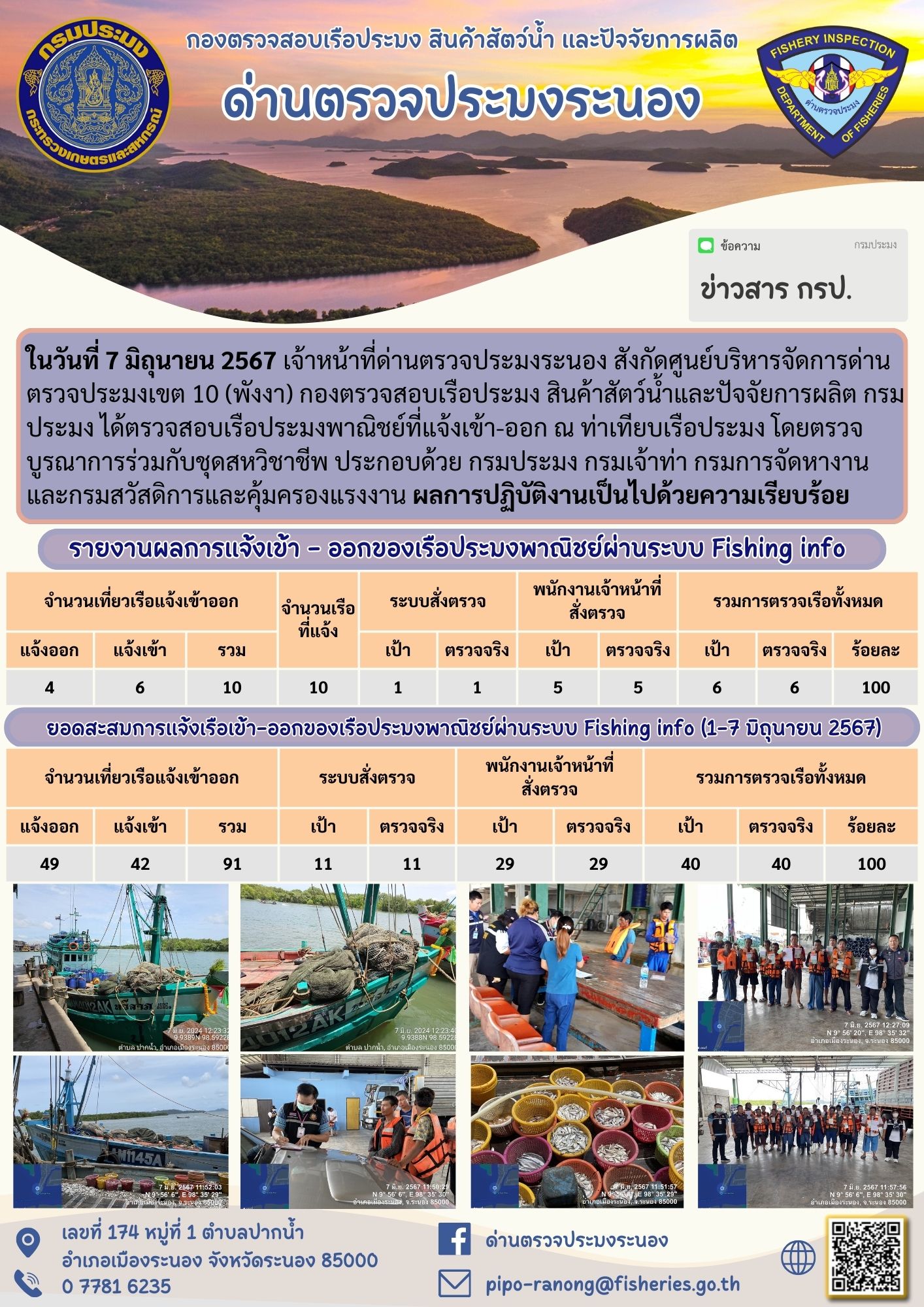 ตรวจสอบเรือประมงพาณิชย์ ณ ท่าเทียบเรือประมง..คลิก