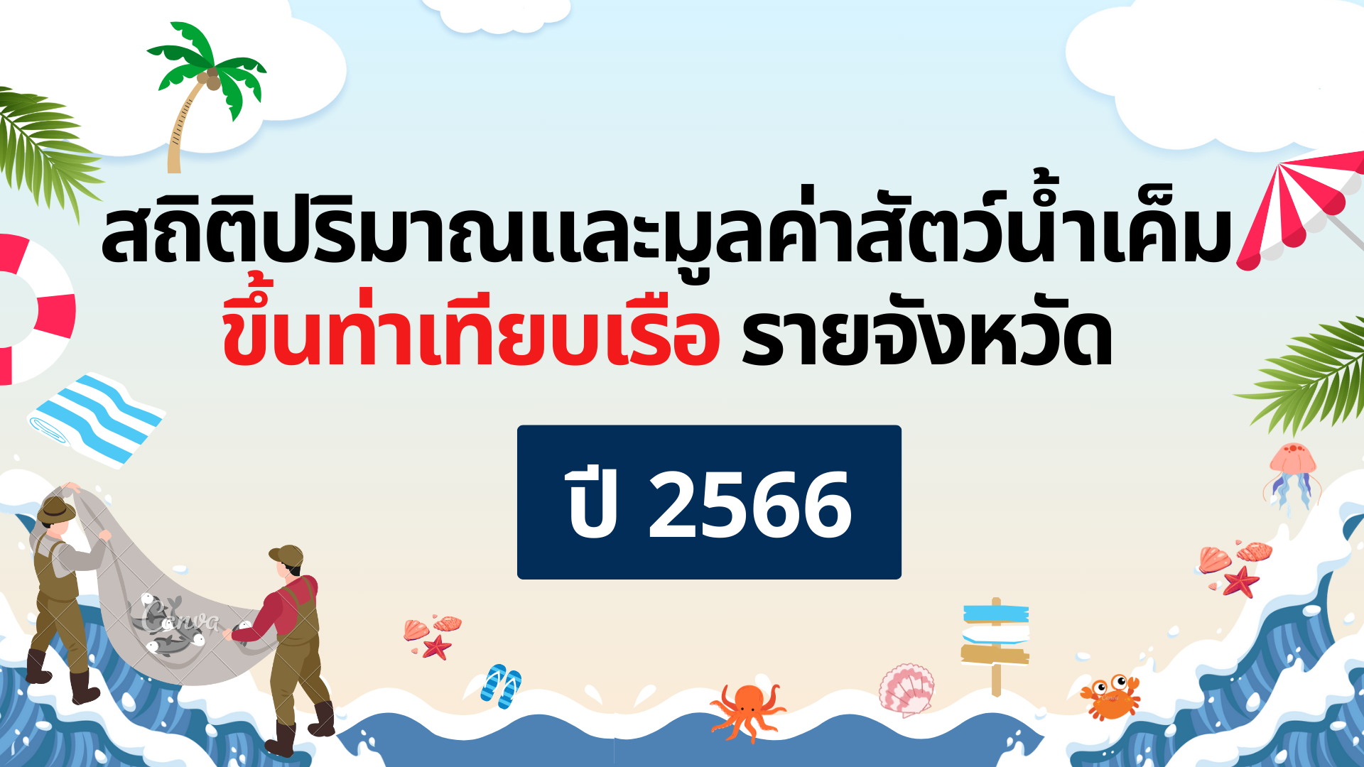 สถิติปริมาณและมูลค่าสัตว์น้ำเค็มขึ้นท่าเทียบเรือรายจังหวัด ปี 2566