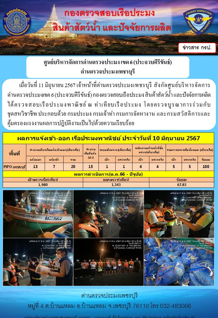 ตรวจสอบเรือประมงพาณิชย์ ณ ท่าเทียบเรือประมง..คลิก