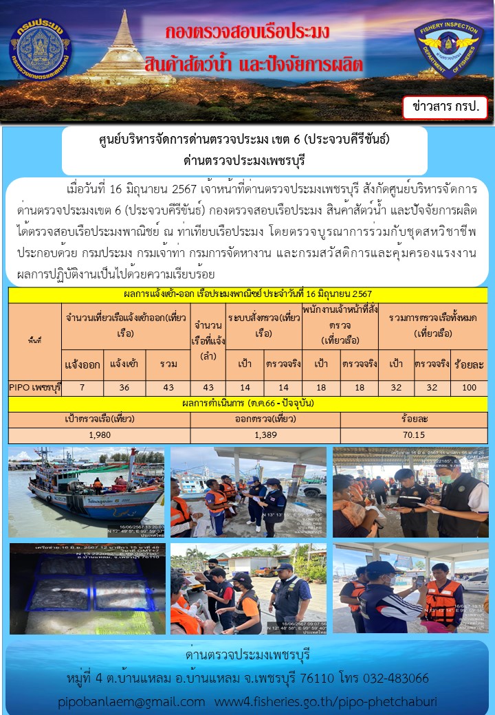 ตรวจสอบเรือประมงพาณิชย์ ณ ท่าเทียบเรือประมง..คลิก