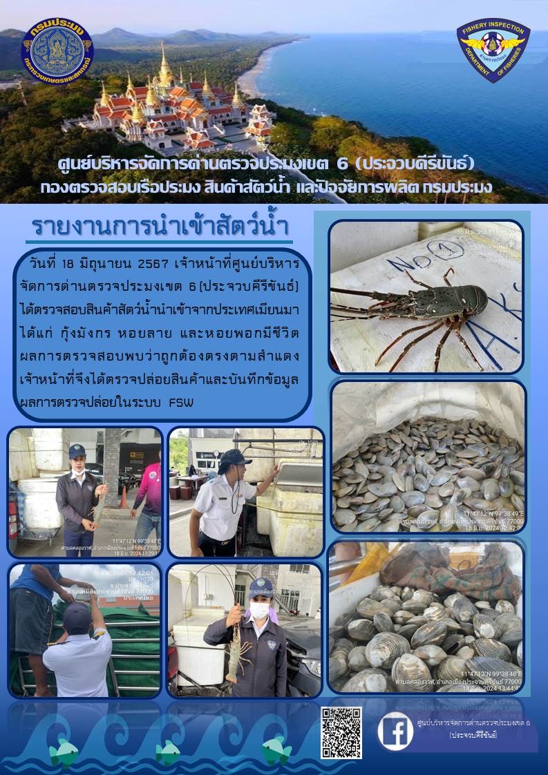 ตรวจสอบสินค้าสัตว์น้ำนำเข้าจากประเทศเมียนมา..คลิก