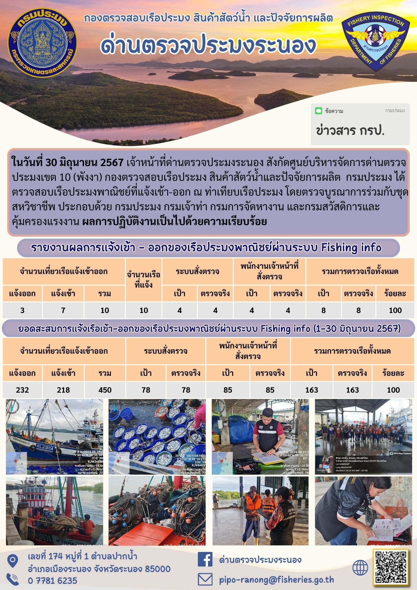 ตรวจสอบเรือประมงพาณิชย์ ณ ท่าเทียบเรือประมง..คลิก