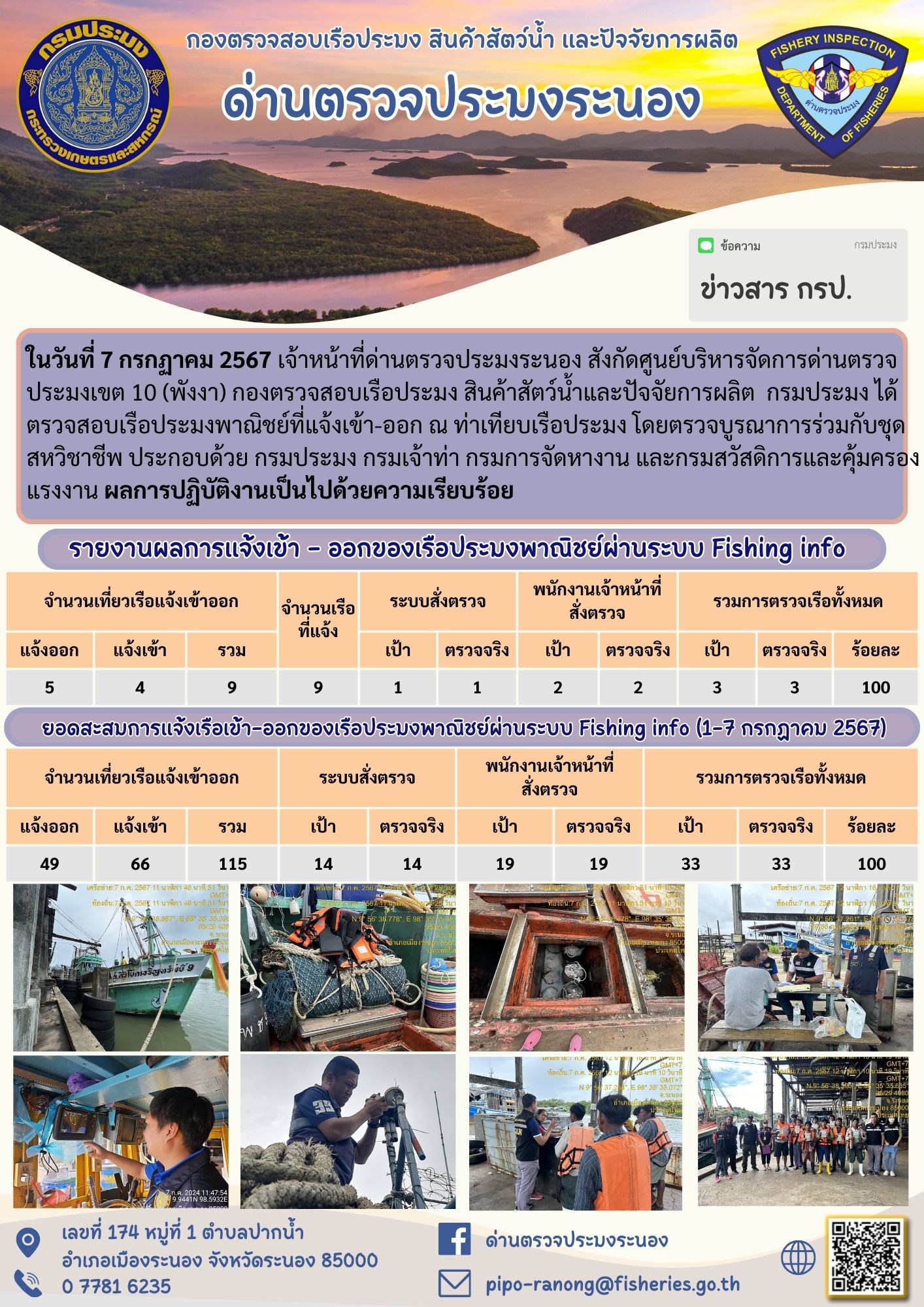 ตรวจสอบเรือประมงพาณิชย์ ณ ท่าเทียบเรือประมง..คลิก