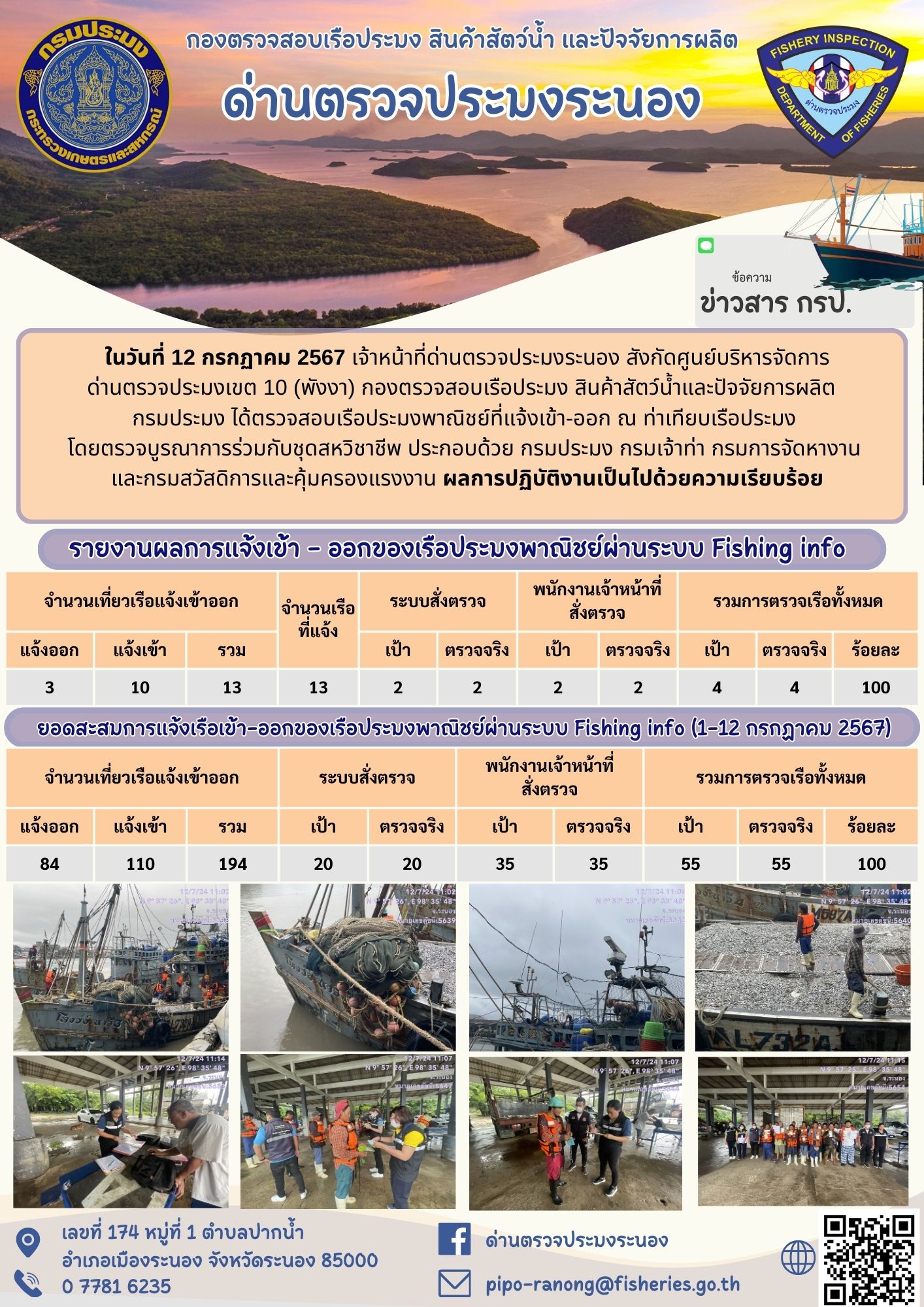 ตรวจสอบเรือประมงพาณิชย์ ณ ท่าเทียบเรือประมง..คลิก