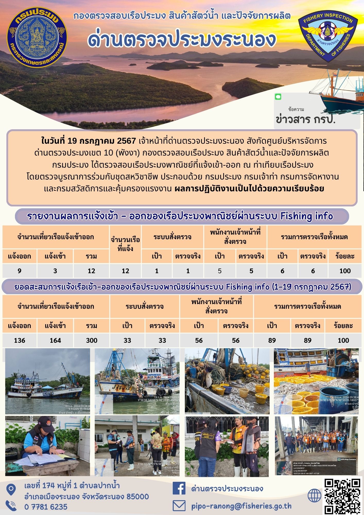 ตรวจสอบเรือประมงพาณิชย์ ณ ท่าเทียบเรือประมง..คลิก