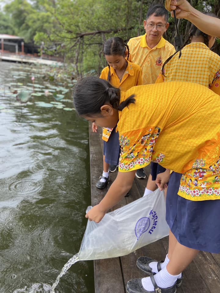 จัดกิจกรรมปล่อยพันธุ์สัตว์น้ำ บริเวณบึงกระจับ
