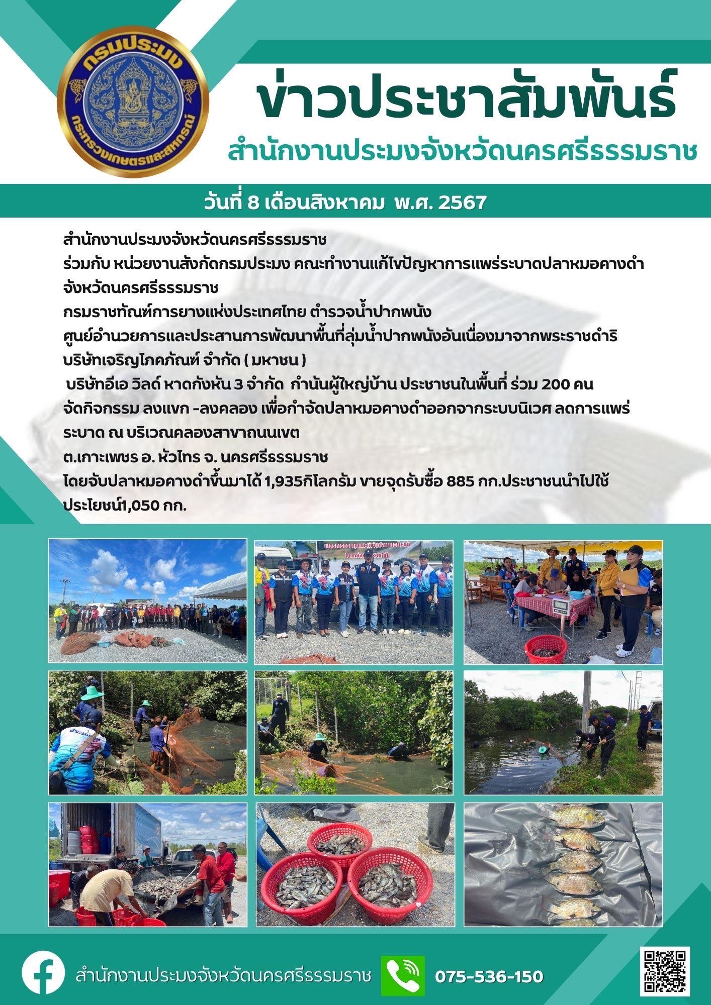 ลงคลอง-ลงแขก กำจัดปลาหมอคางดำออกจากระบบนิเวศน์