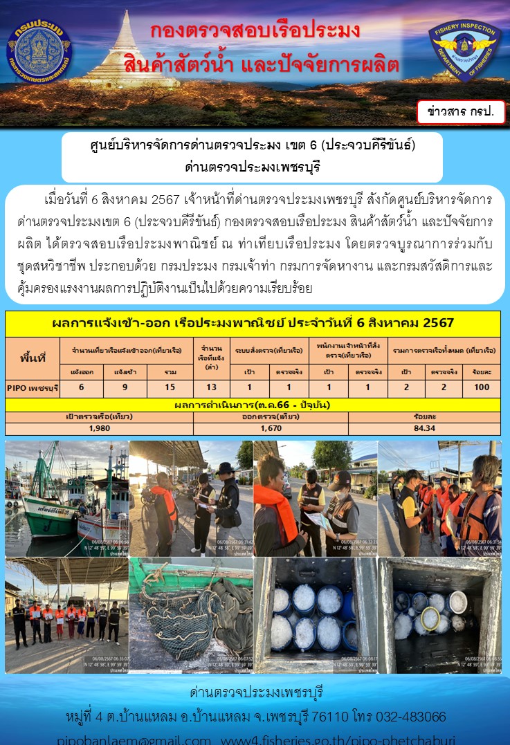 ตรวจสอบเรือประมงพาณิชย์ ณ ท่าเทียบเรือประมง..คลิก