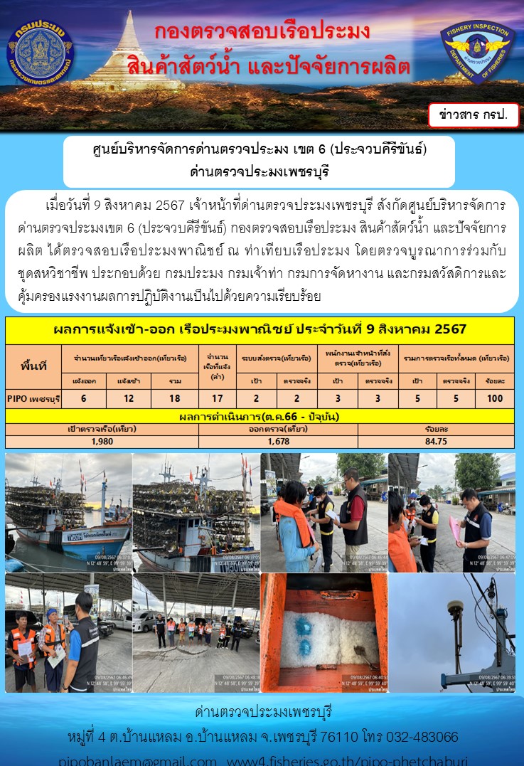ตรวจสอบเรือประมงพาณิชย์ ณ ท่าเทียบเรือประมง..คลิก