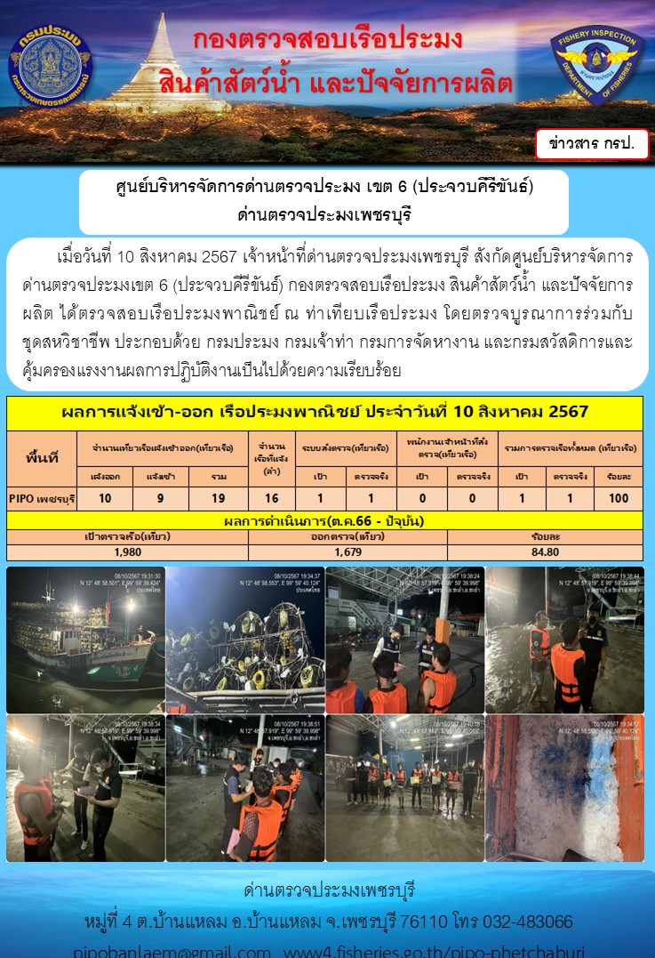 ตรวจสอบเรือประมงพาณิชย์ ณ ท่าเทียบเรือประมง..คลิก