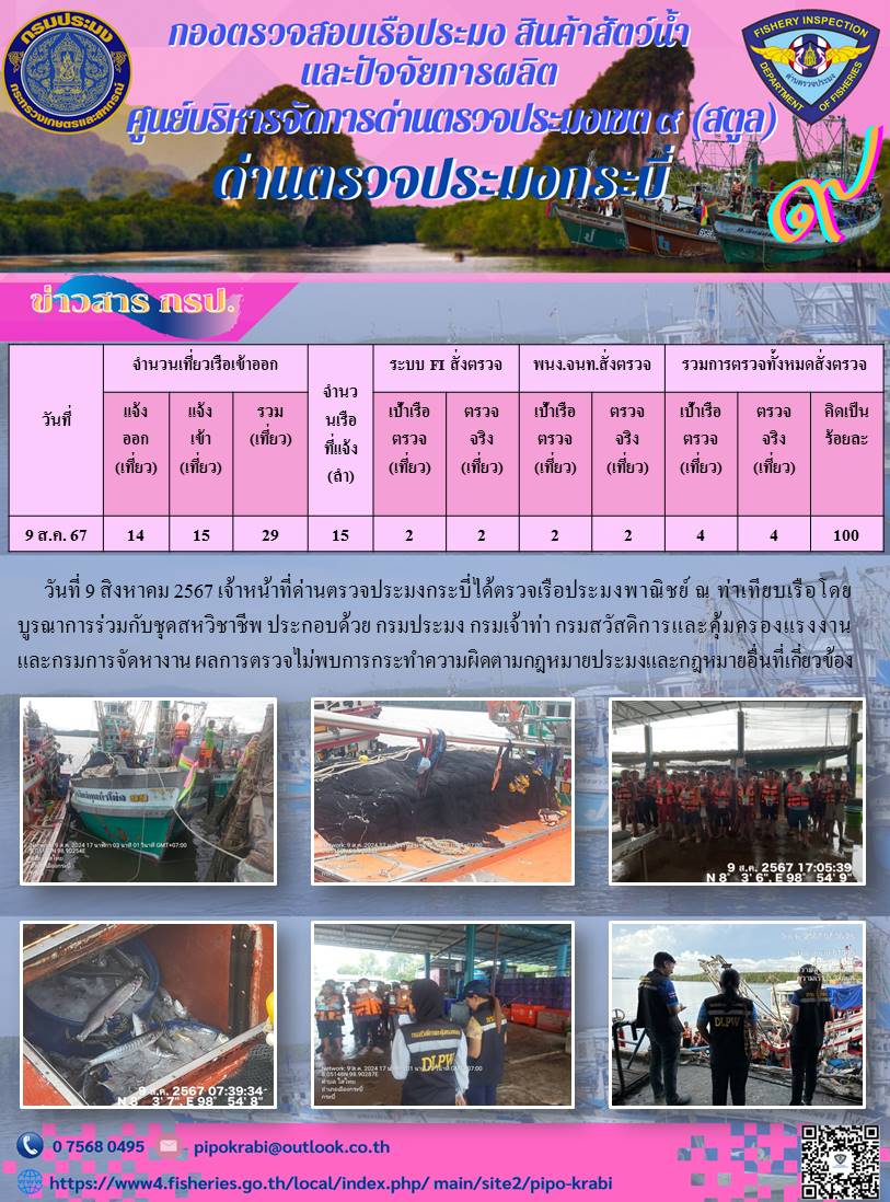 ตรวจสอบเรือประมง ณ ท่าเทียบเรือประมง..คลิก