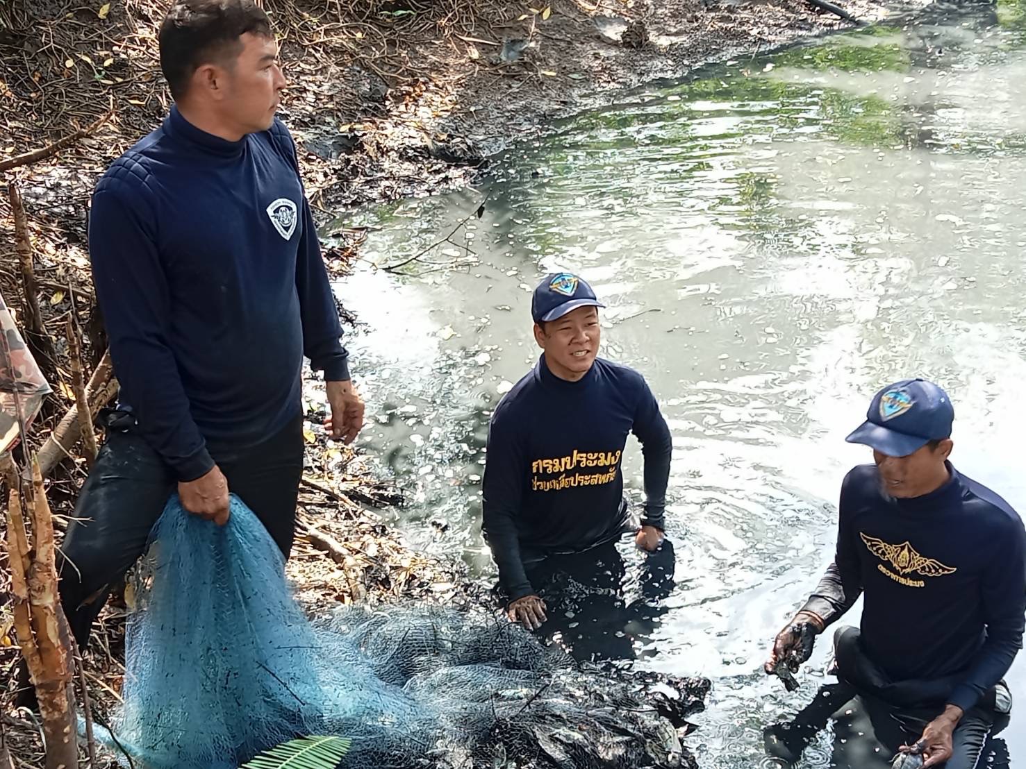 ร่วมกับหน่วยงานราชการ หน่วยงานเอกชน และประชาชน เข้าร่วมกิจกรรม “ลงแขก-ลงคลองจับปลาหมอคาง” ณ คลองบางกระพ้อ ตำบลบางกระเจ็ด อำเภอบางคล้า จังหวัดฉะเชิงเทรา