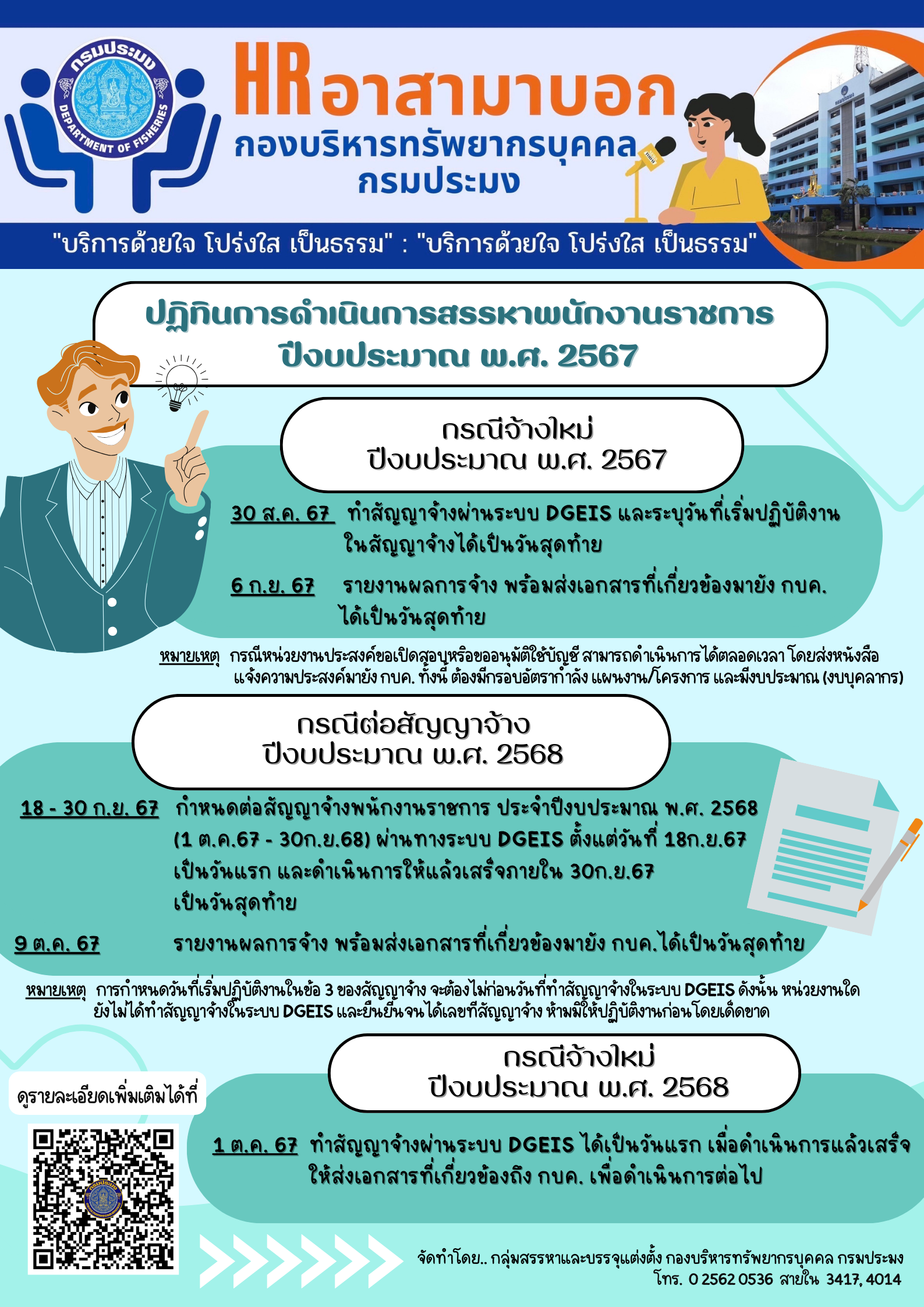 ปฏิทินการปฏิบัติงานเกี่ยวกับการดำเนินการสรรหาและเลือกสรรพนักงานราชการ ประจำปีงบประมาณ พ.ศ. 2567..คลิก