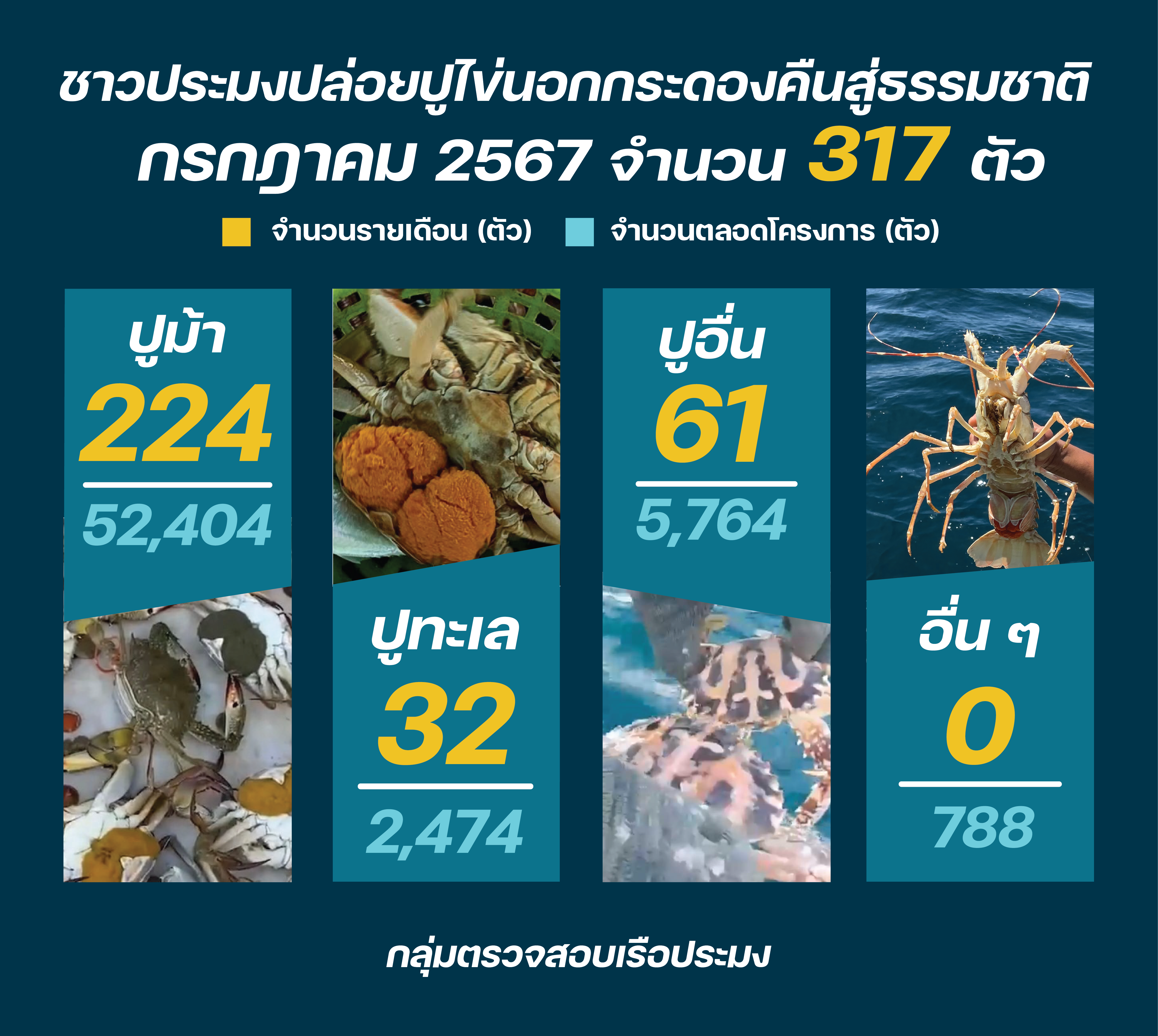ชาวประมง ปล่อยปูไข่ กรกฎาคม 2567..คลิก