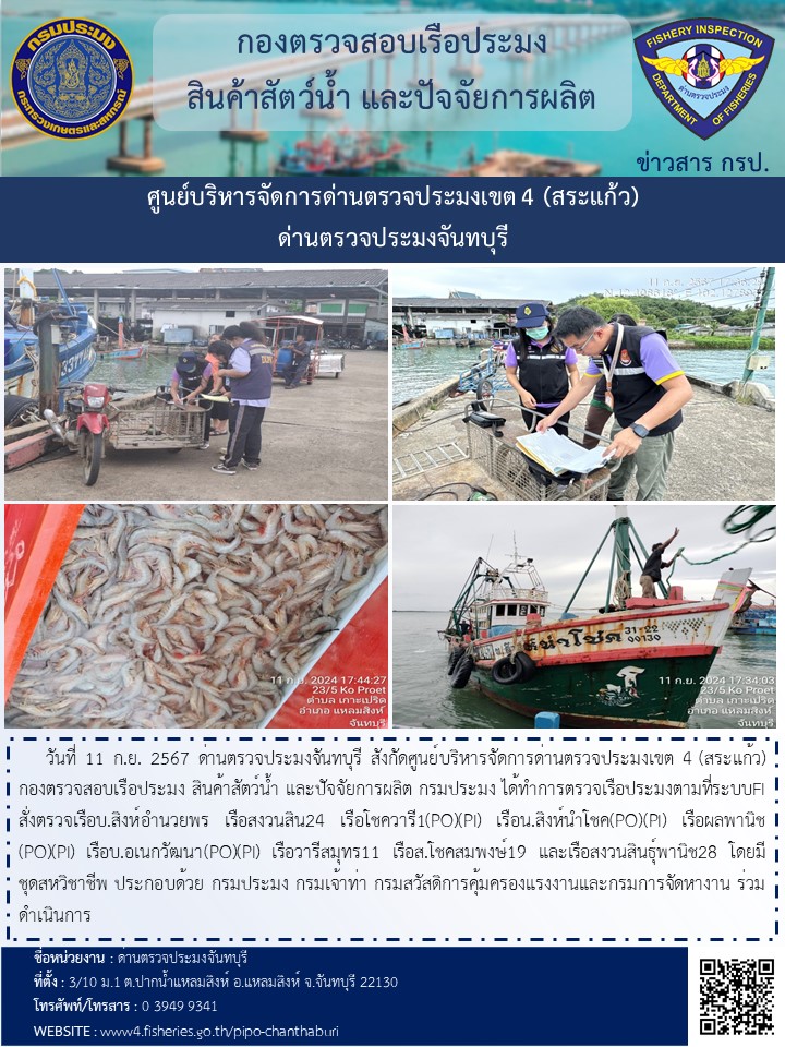 รายงานการปฏิบัติงานประจำวันที่ 11 กันยายน 2567