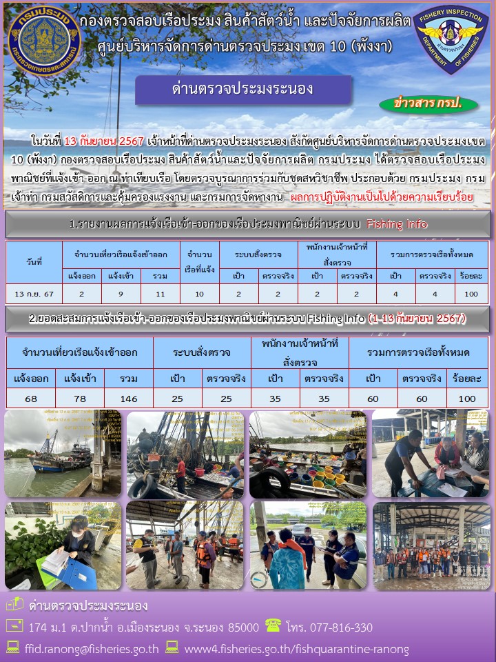 ตรวจสอบเรือประมงพาณิชย์ ณ ท่าเทียบเรือ..คลิก