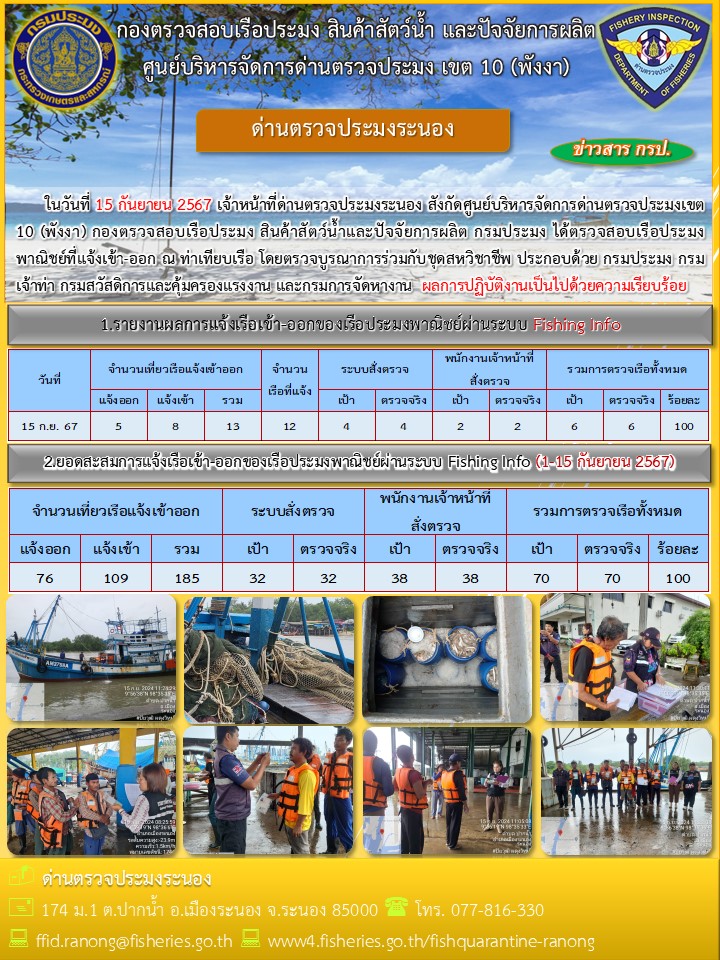 ตรวจสอบเรือประมงพาณิชย์ ณ ท่าเทียบเรือ..คลิก