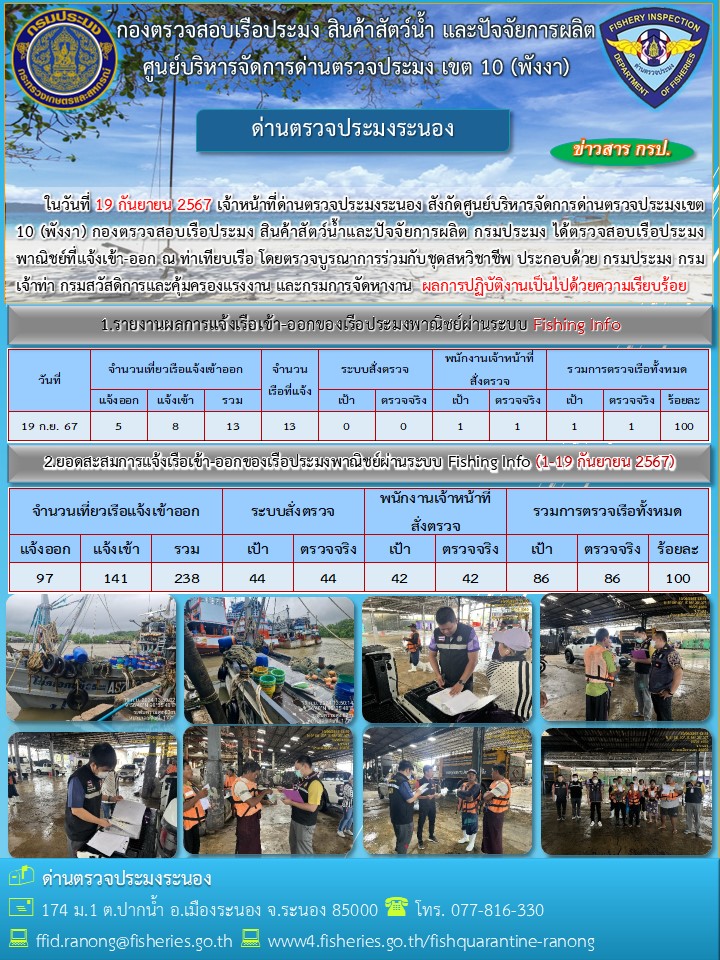 ตรวจสอบเรือประมงพาณิชย์ ณ ท่าเทียบเรือ..คลิก