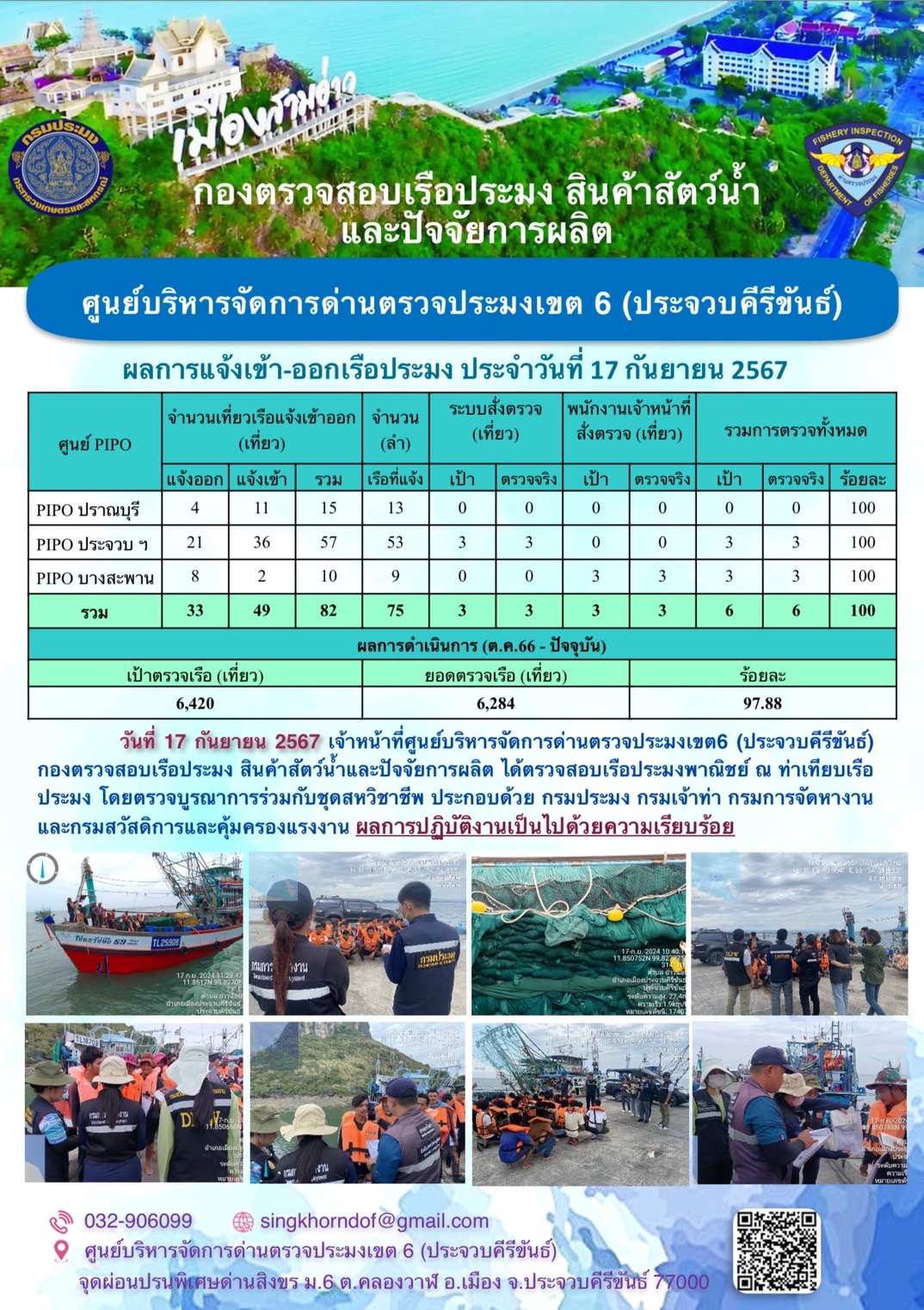 ตรวจสอบเรือประมงพาณิชย์ ณ ท่าเทียบเรือประมง