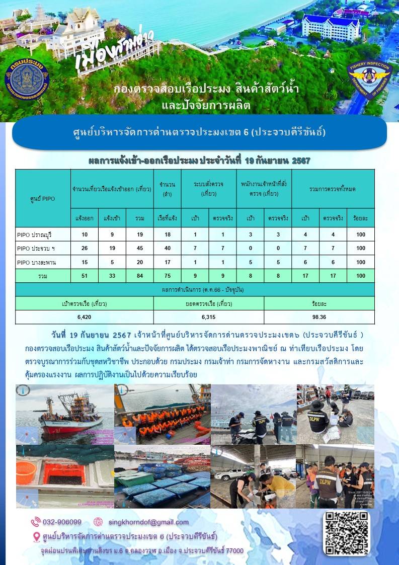 ตรวจสอบเรือประมงพาณิชย์ ณ ท่าเทียบเรือประมง