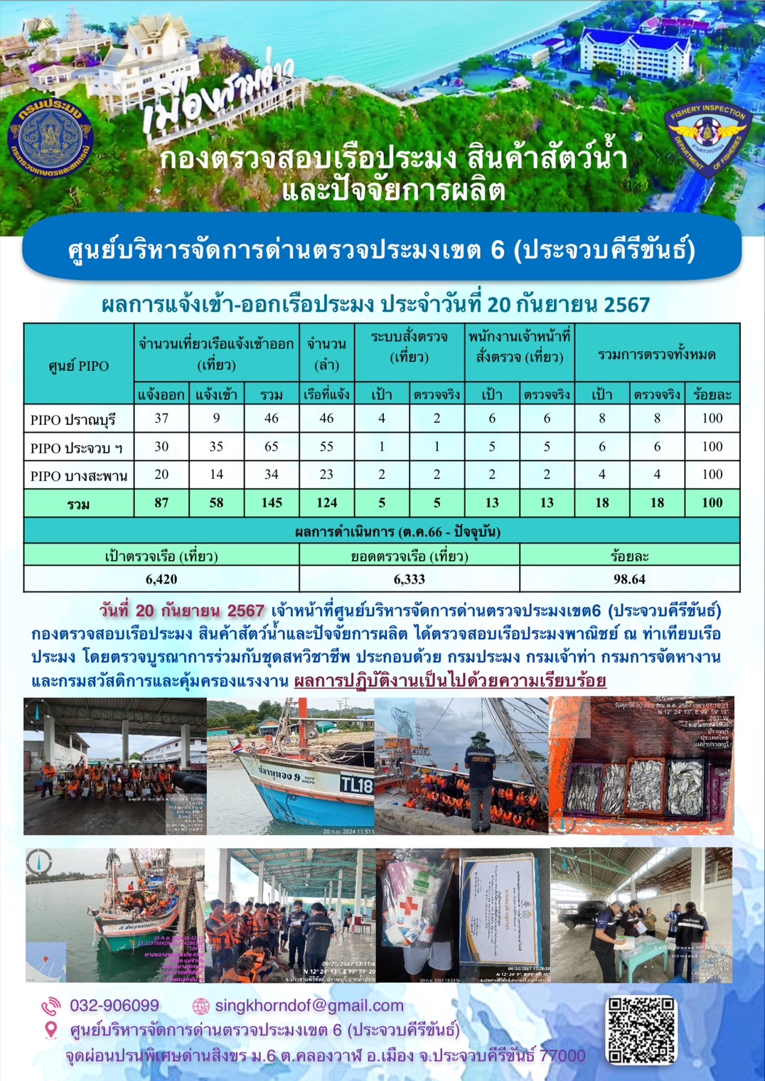 ตรวจสอบเรือประมงพาณิชย์ ณ ท่าเทียบเรือประมง