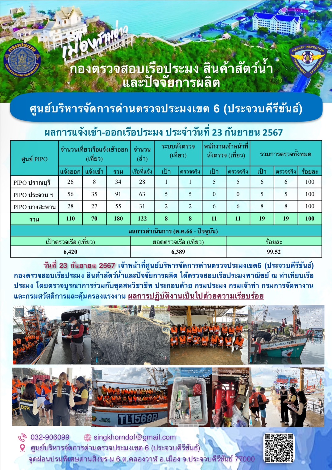 ตรวจสอบเรือประมงพาณิชย์ ณ ท่าเทียบเรือประมง