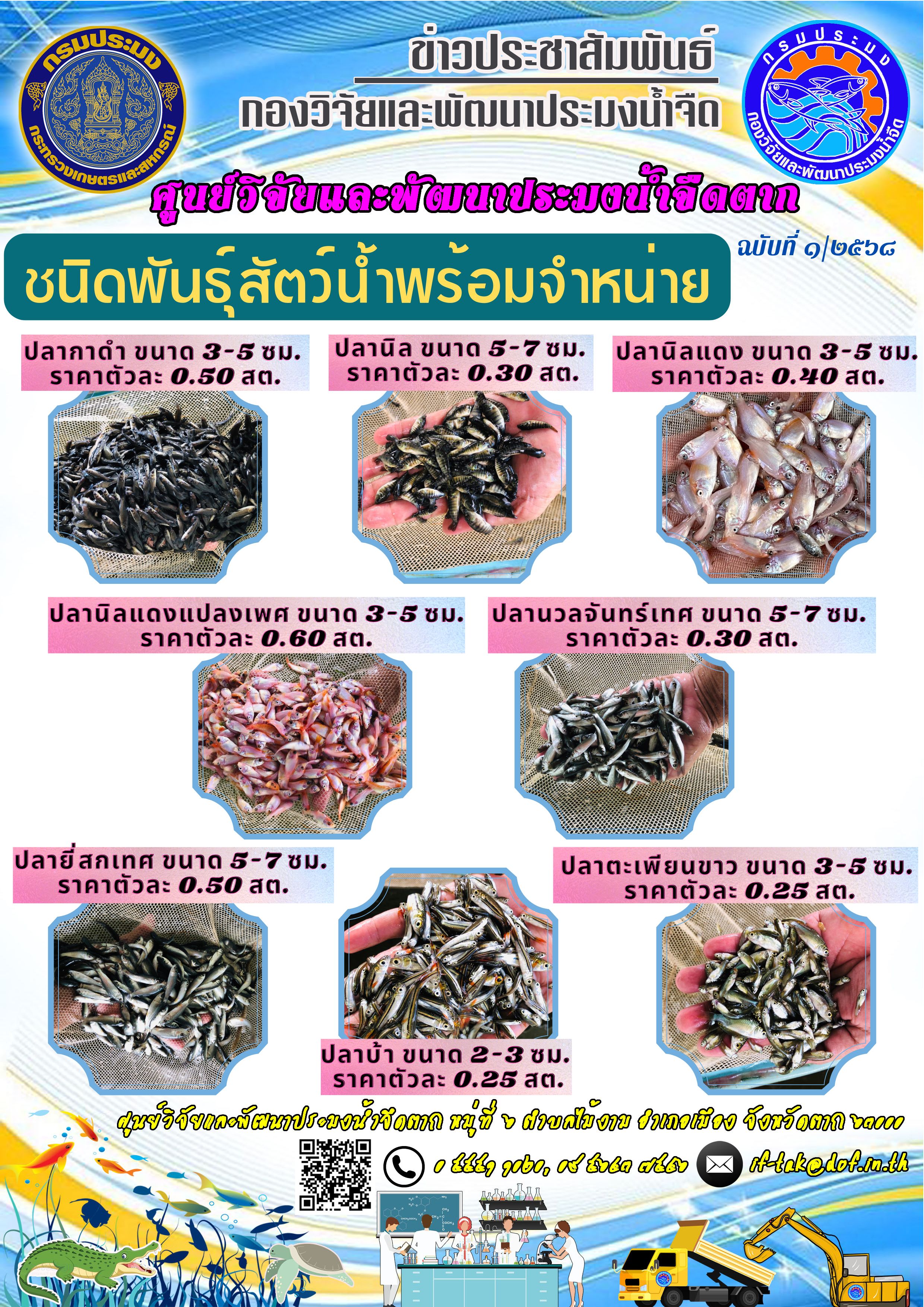 ชนิดพันธุ์สัตว์น้ำที่มีจำหน่ายระหว่างวันที่ ๒๘ ตุลาคม - ๑ พฤศจิกายน พ.ศ. ๒๕๖๗