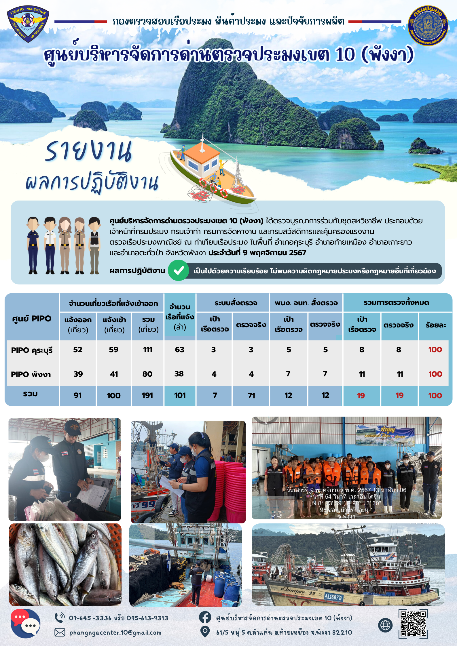 ข่าวประชาสัมพันธ์กิจกรรมการตรวจเรือประมงพาณิชย์แจ้งเข้า - ออก วันที่ 9 พฤศจิกายน 2567..คลิก