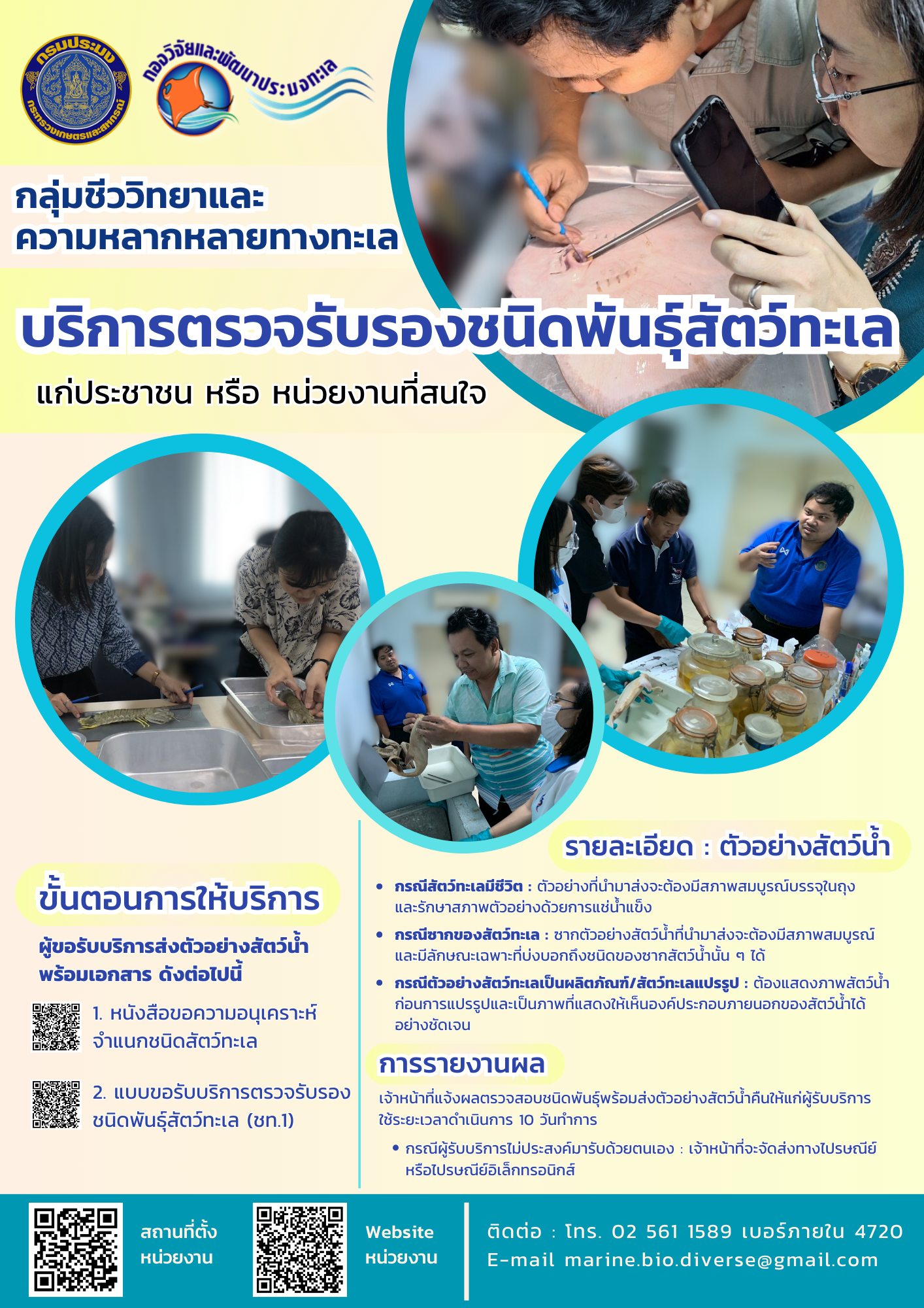 บริการตรวจรับรองชนิดพันธุ์สัตว์ทะเล..คลิก