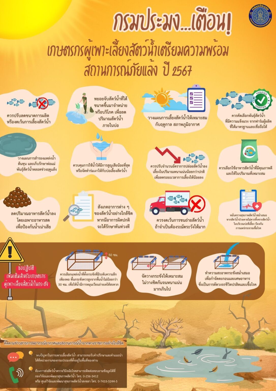 ประชาสัมพันธ์กรมประมง แจ้งเตือนภัยแล้ง..คลิก