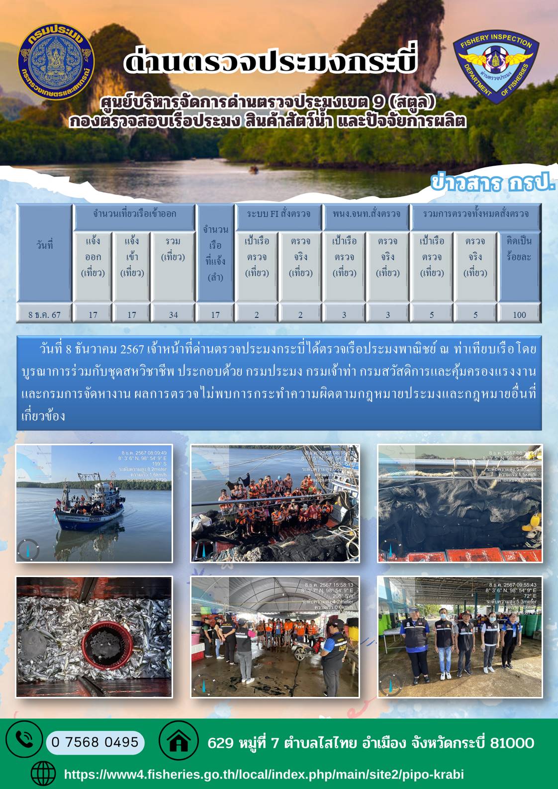 ผลการตรวจสอบเรือประมงหน้าท่า..คลิก