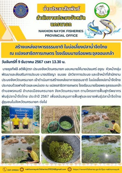 สร้างแหล่งอาหารธรรมชาติในบ่อเลี้ยงปลาน้ำจืดไทย..คลิก