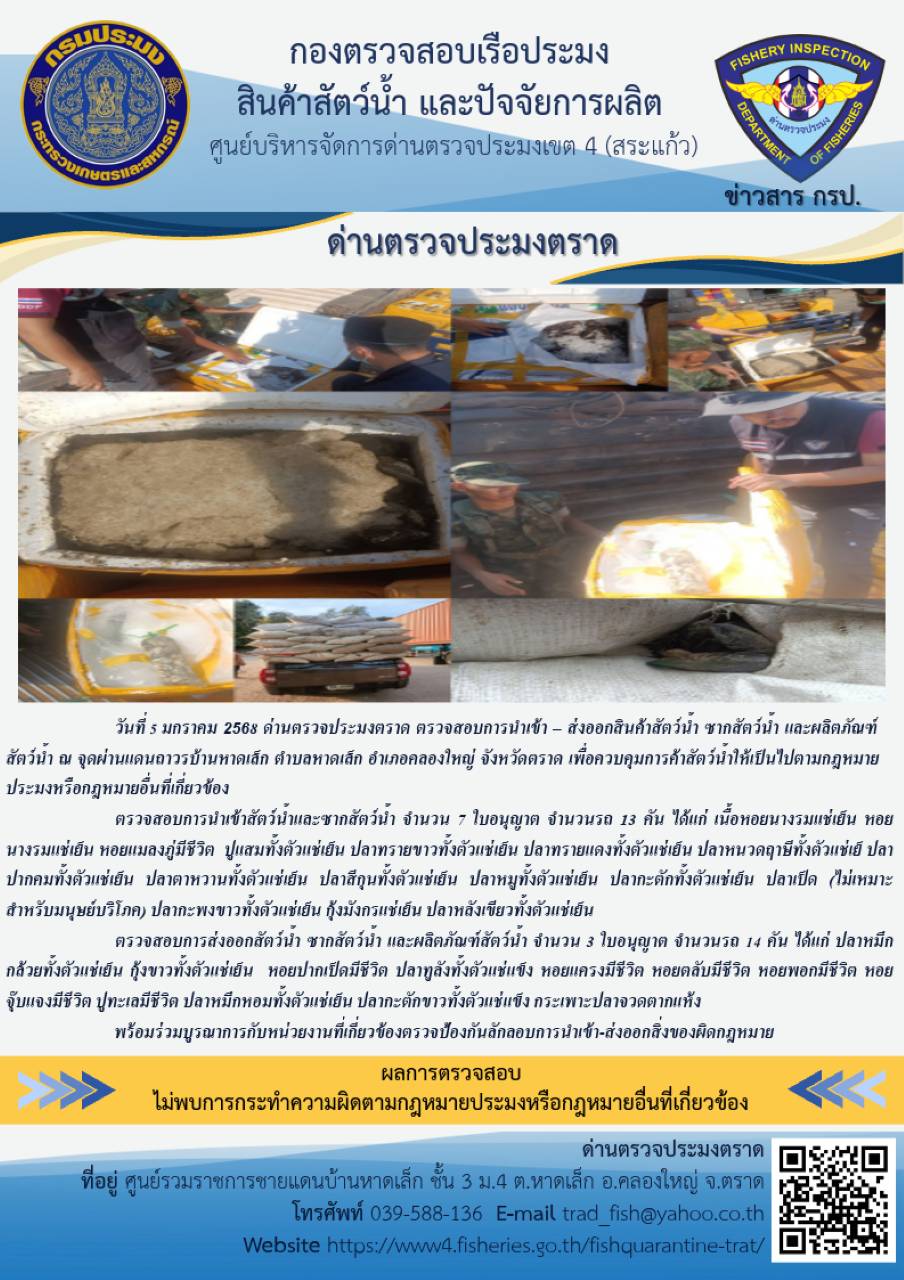 ผลการปฏิบัติงานประจำวันที่ 5 มกราคม 2568