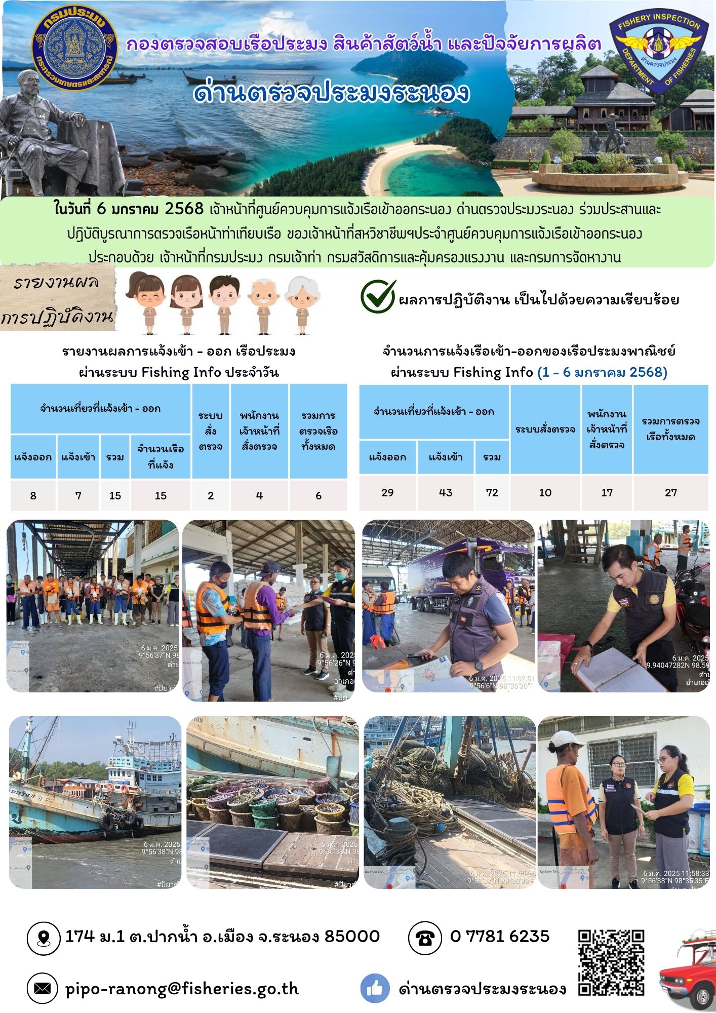 ตรวจสอบเรือประมงพาณิชย์ ณ ท่าเทียบเรือประมง..คลิก