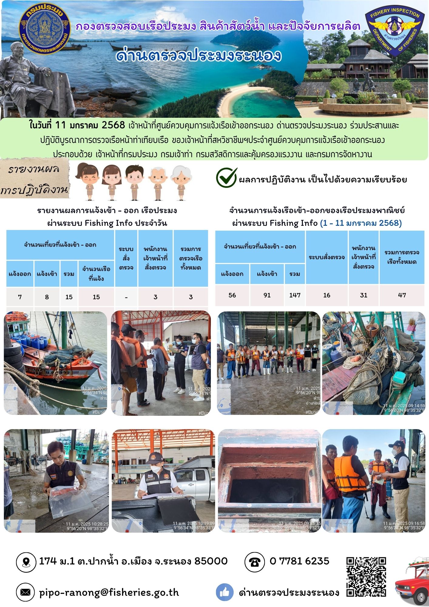 ตรวจสอบเรือประมงพาณิชย์ ณ ท่าเทียบเรือประมง..คลิก
