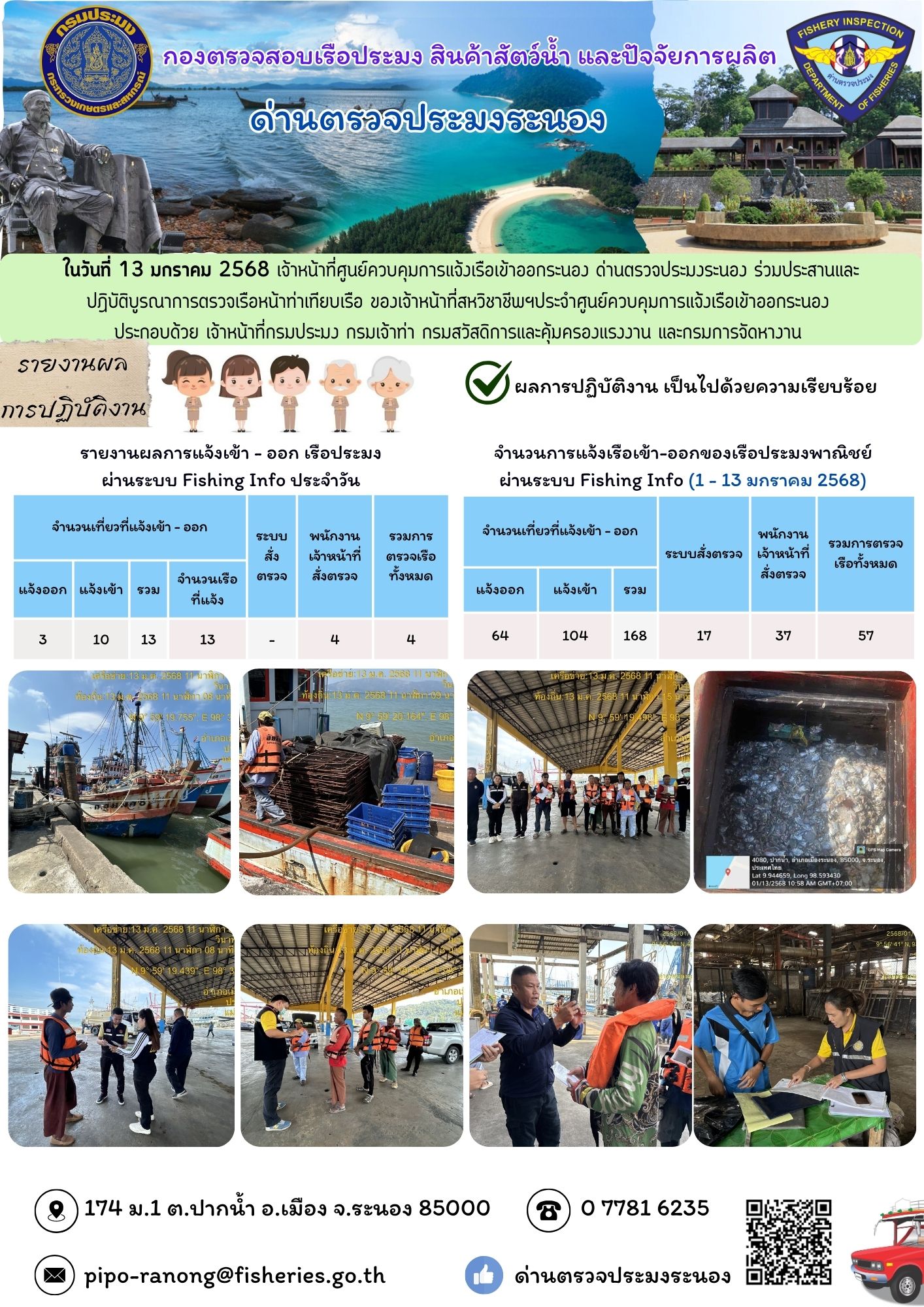 ตรวจสอบเรือประมงพาณิชย์ ณ ท่าเทียบเรือประมง..คลิก