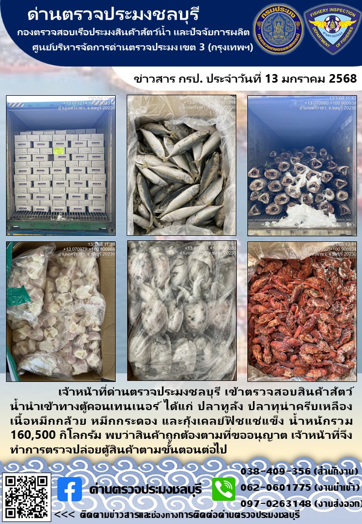 การปฏิบัติงานนำเข้า ส่งออก ประจำวันที่ 13 มกราคม 2568