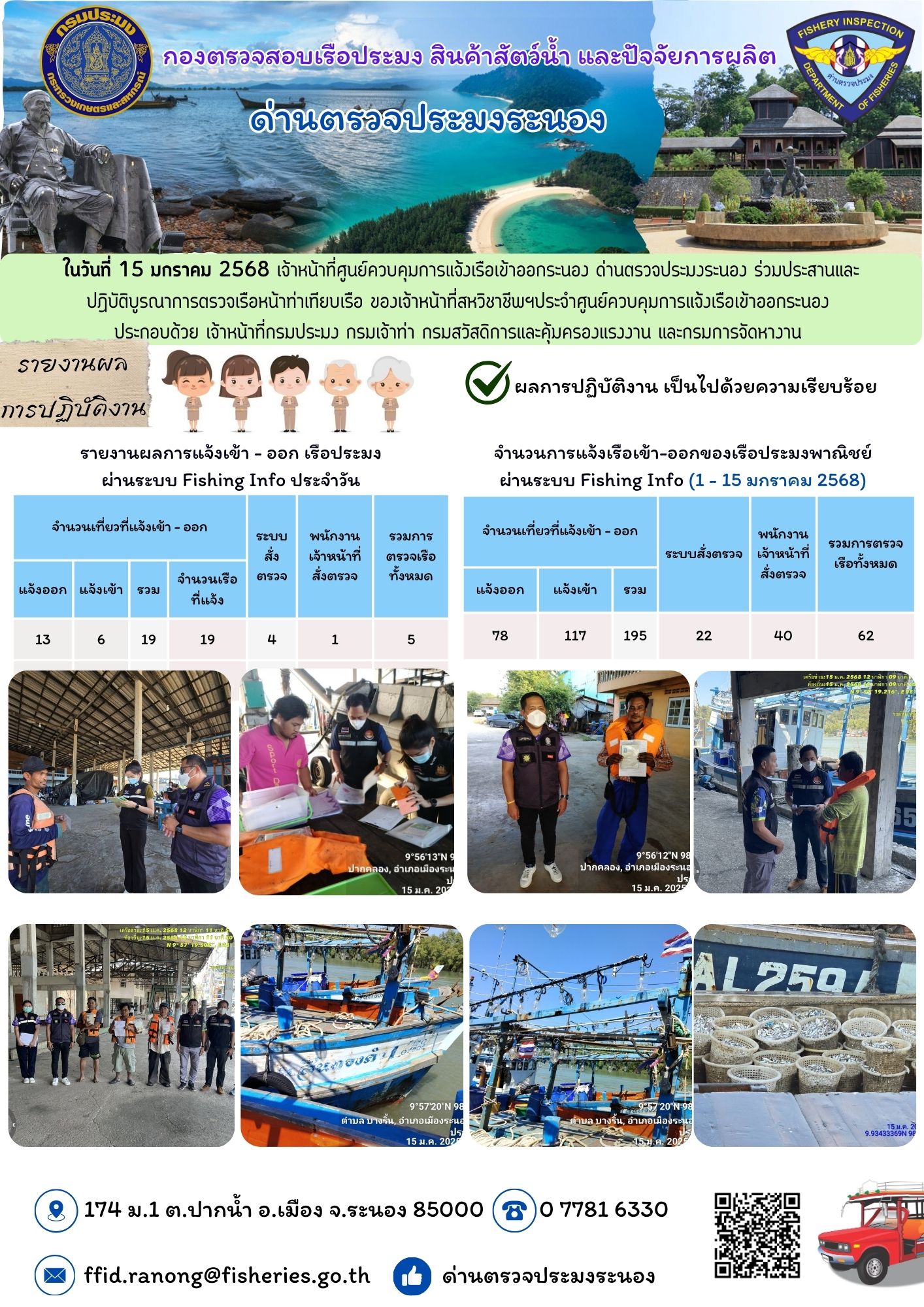 ตรวจสอบเรือประมงพาณิชย์ ณ ท่าเทียบเรือประมง..คลิก