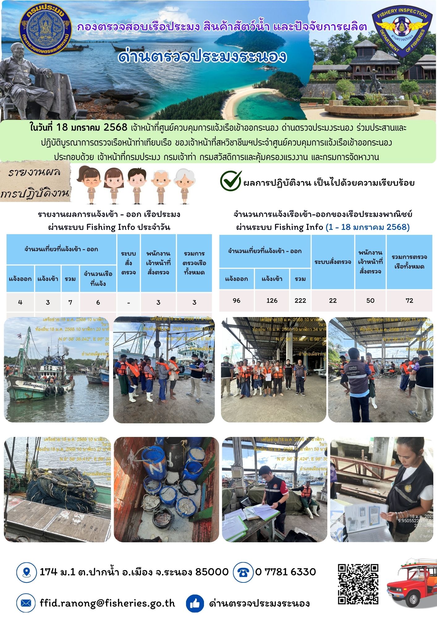 ตรวจสอบเรือประมงพาณิชย์ ณ ท่าเทียบเรือประมง..คลิก