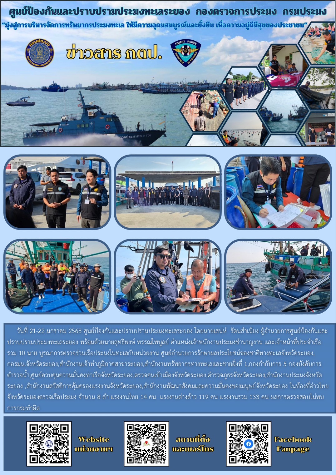 บูรณาการตรวจร่วมเรือประมงในทะเล..คลิก