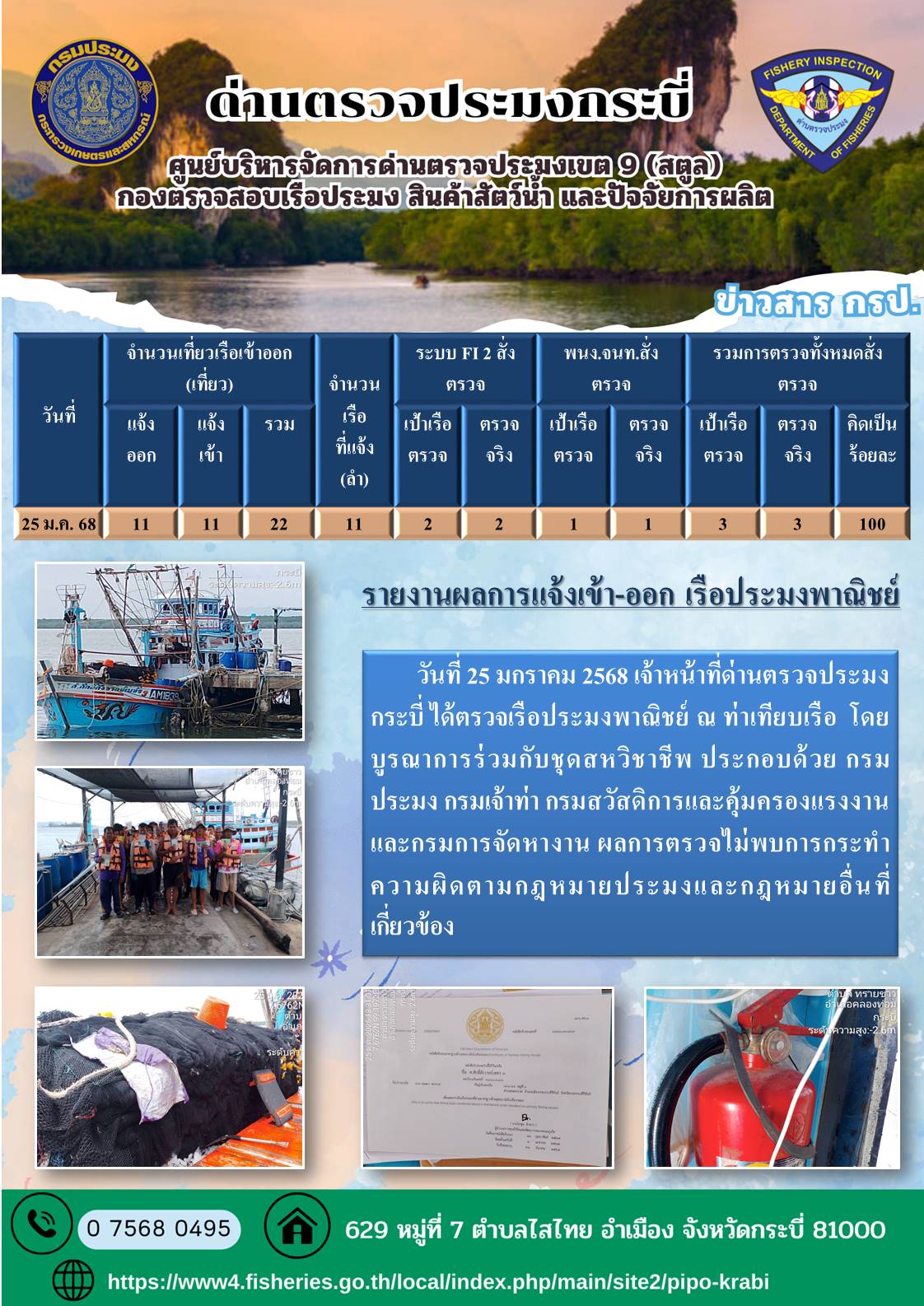 ผลตรวจเรือวันที่ 23-27 มกราคม 2568