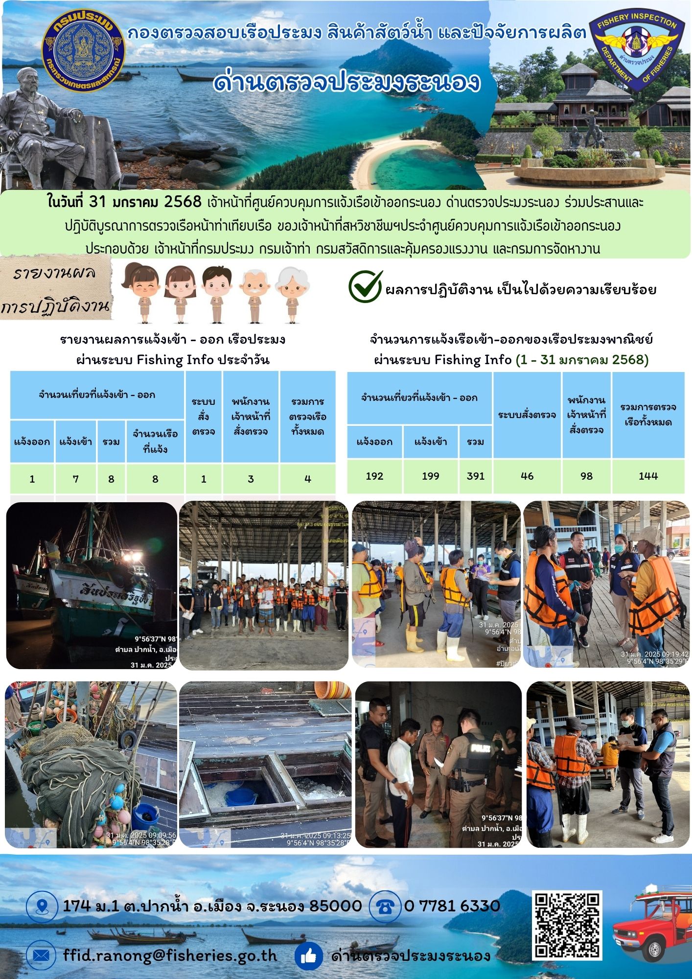 ตรวจสอบเรือประมงพาณิชย์ ณ ท่าเทียบเรือประมง..คลิก