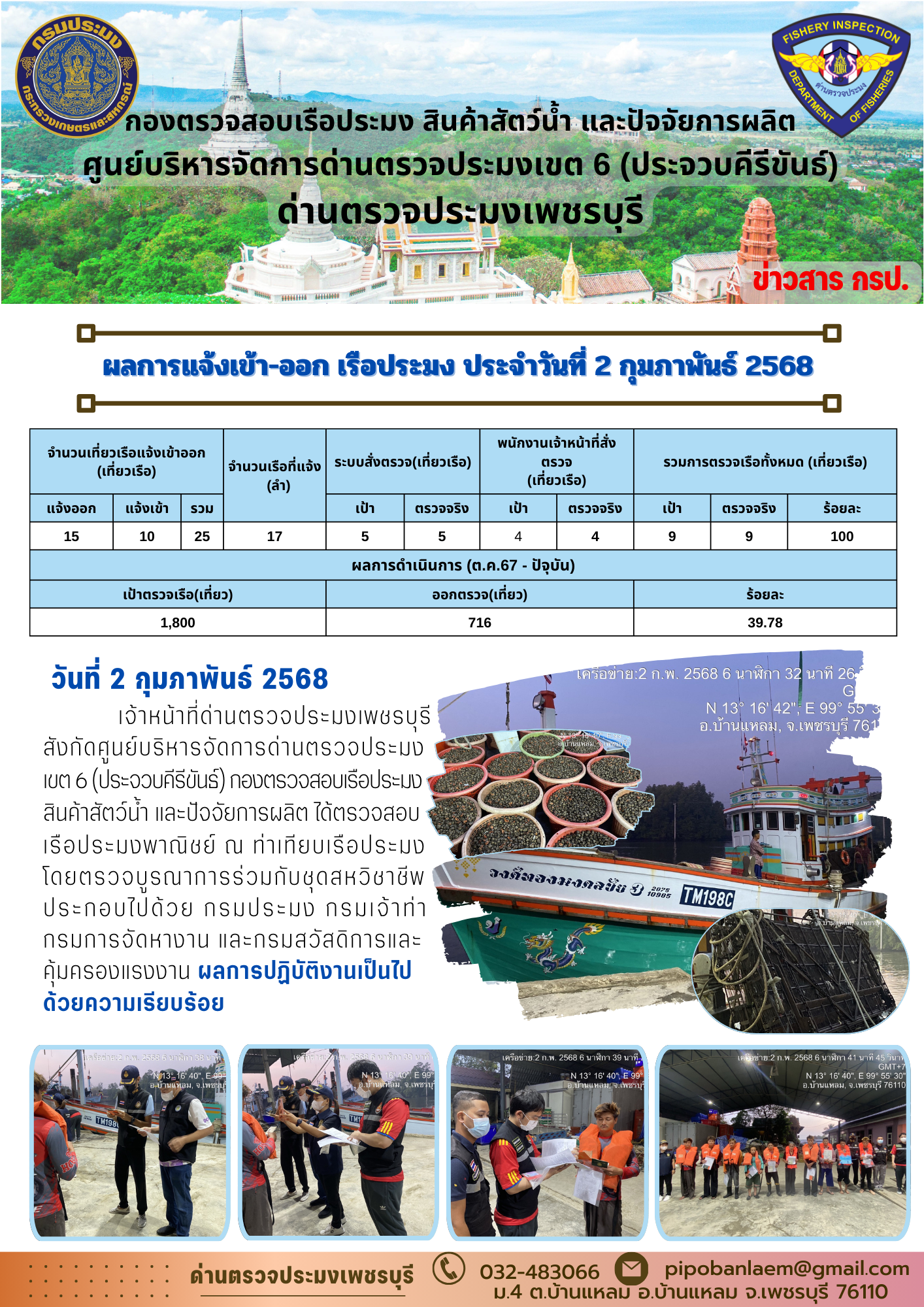 ข่าวประชาสัมพันธ์ ด่านตรวจประมงเพชรบุรี..คลิก
