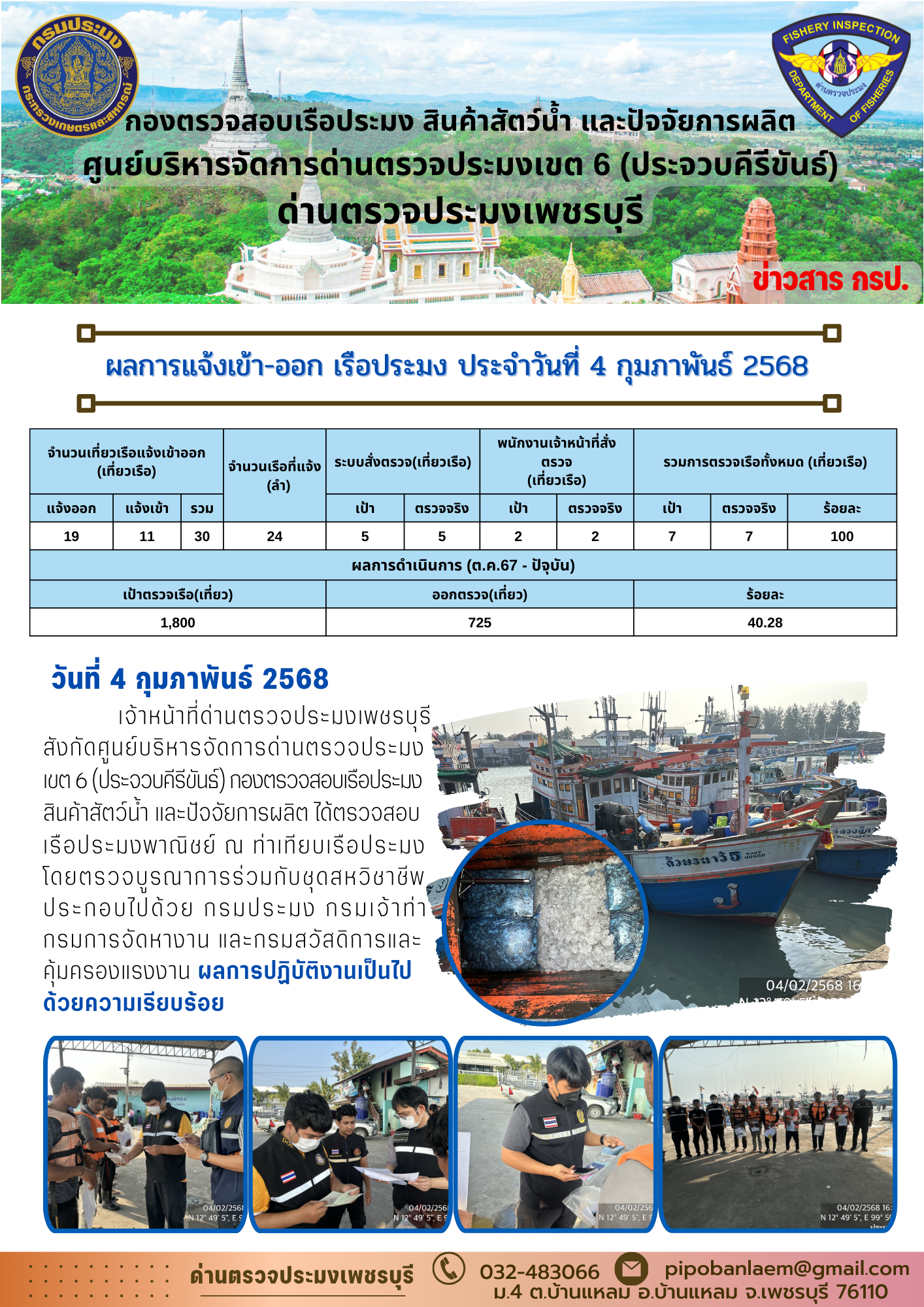 ข่าวประชาสัมพันธ์ ด่านตรวจประมงเพชรบุรี..คลิก